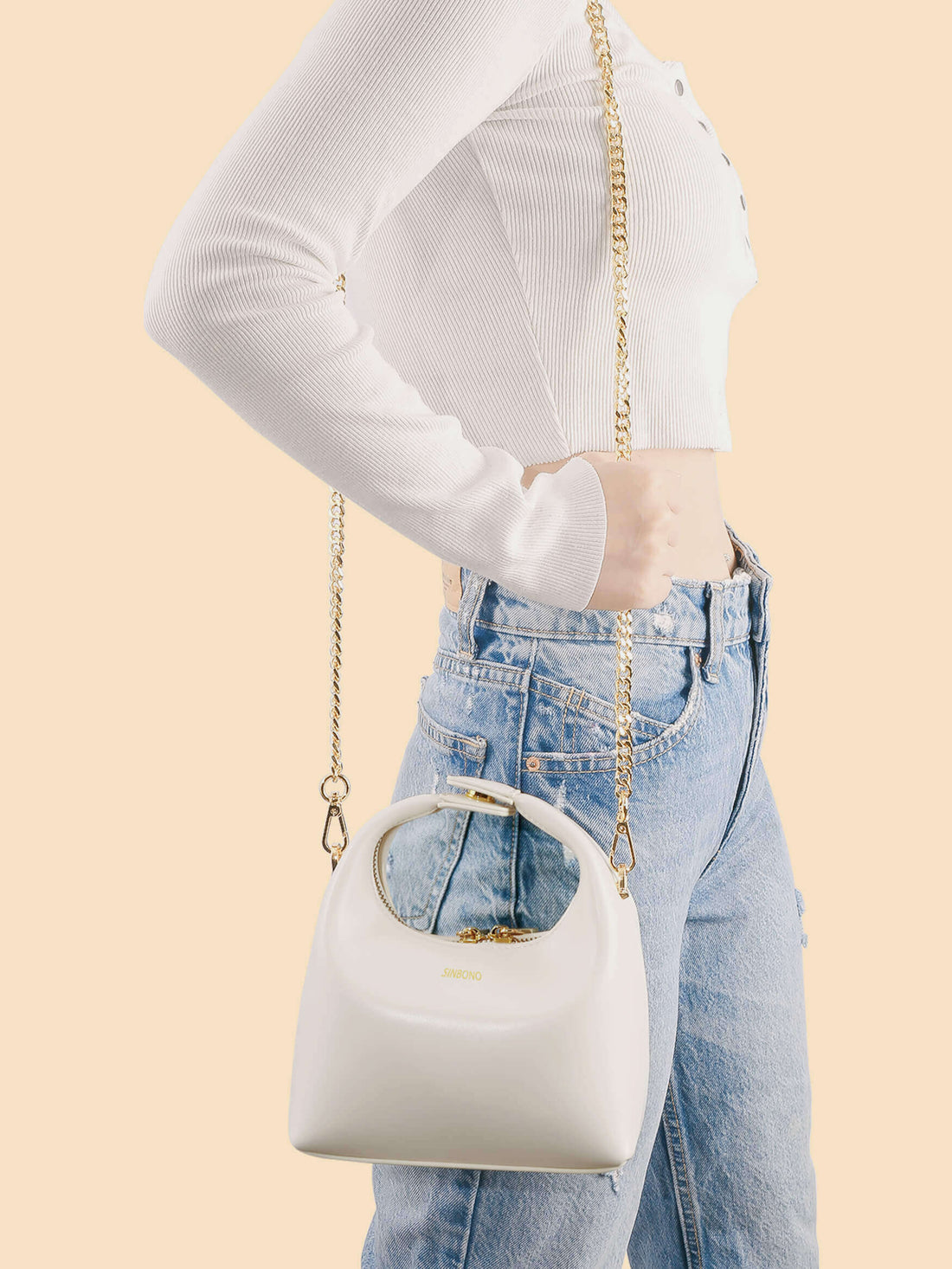 SINBONO Ivory Shoulder Bag- Luxury Vegan Crossbody Bag