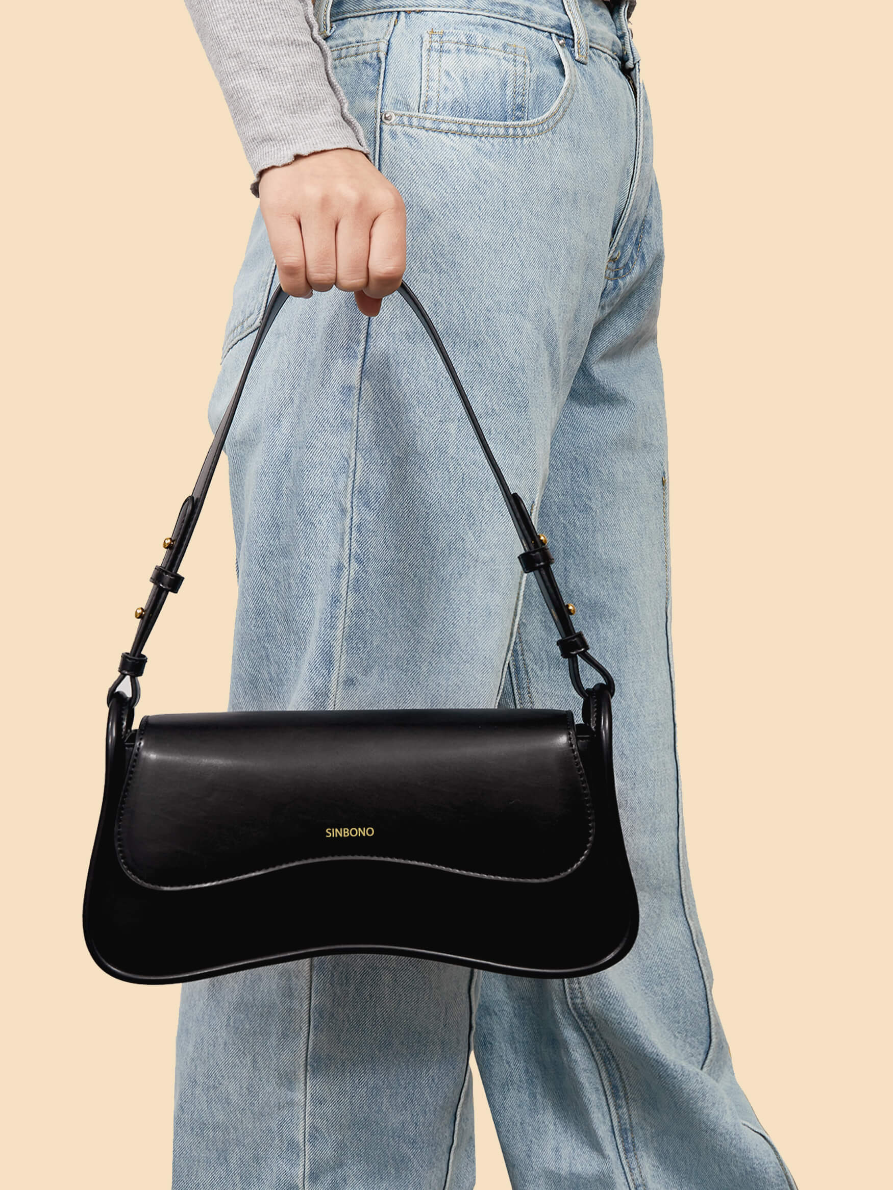 SINBONO Zoe Shoulder Bag  Black - Sustainable Leather Bag