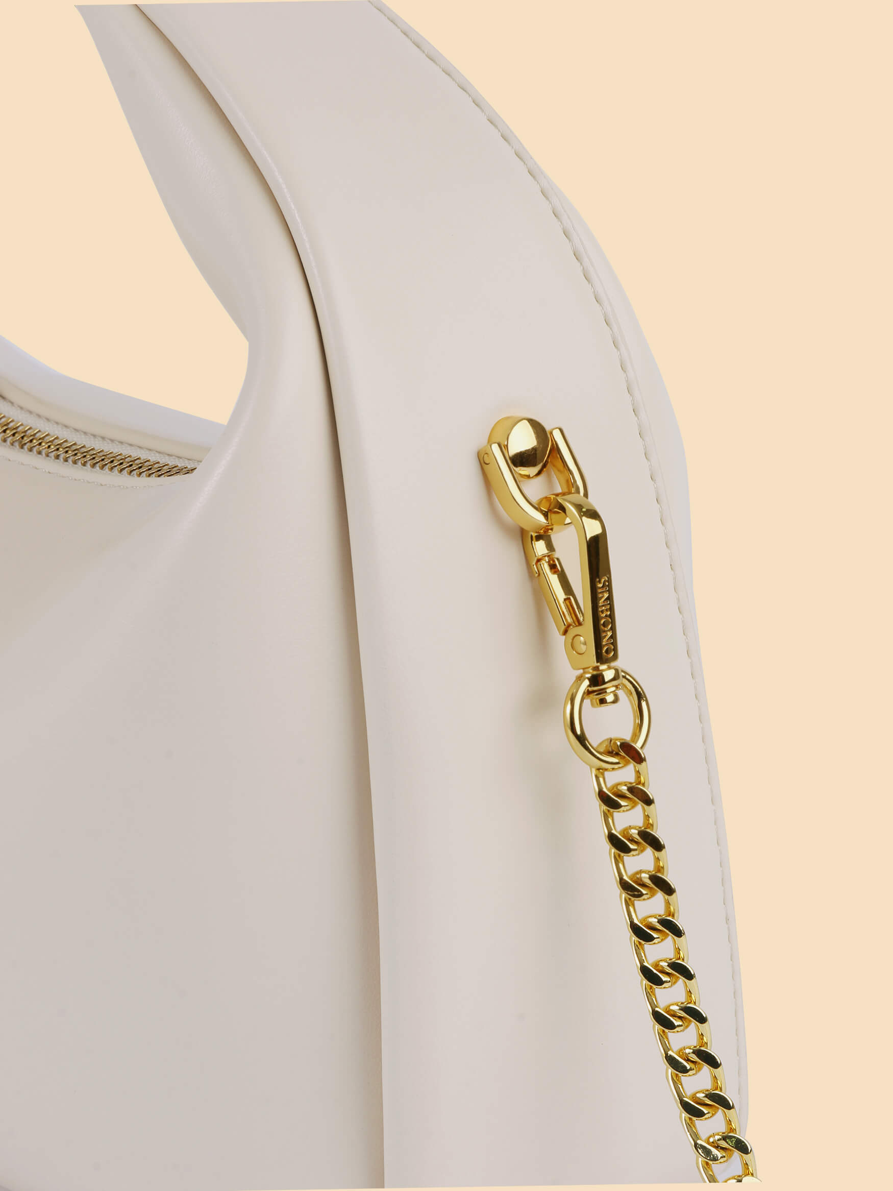 SINBONO Vienna Medium-Sized  Ivory Vegan Leather Purses