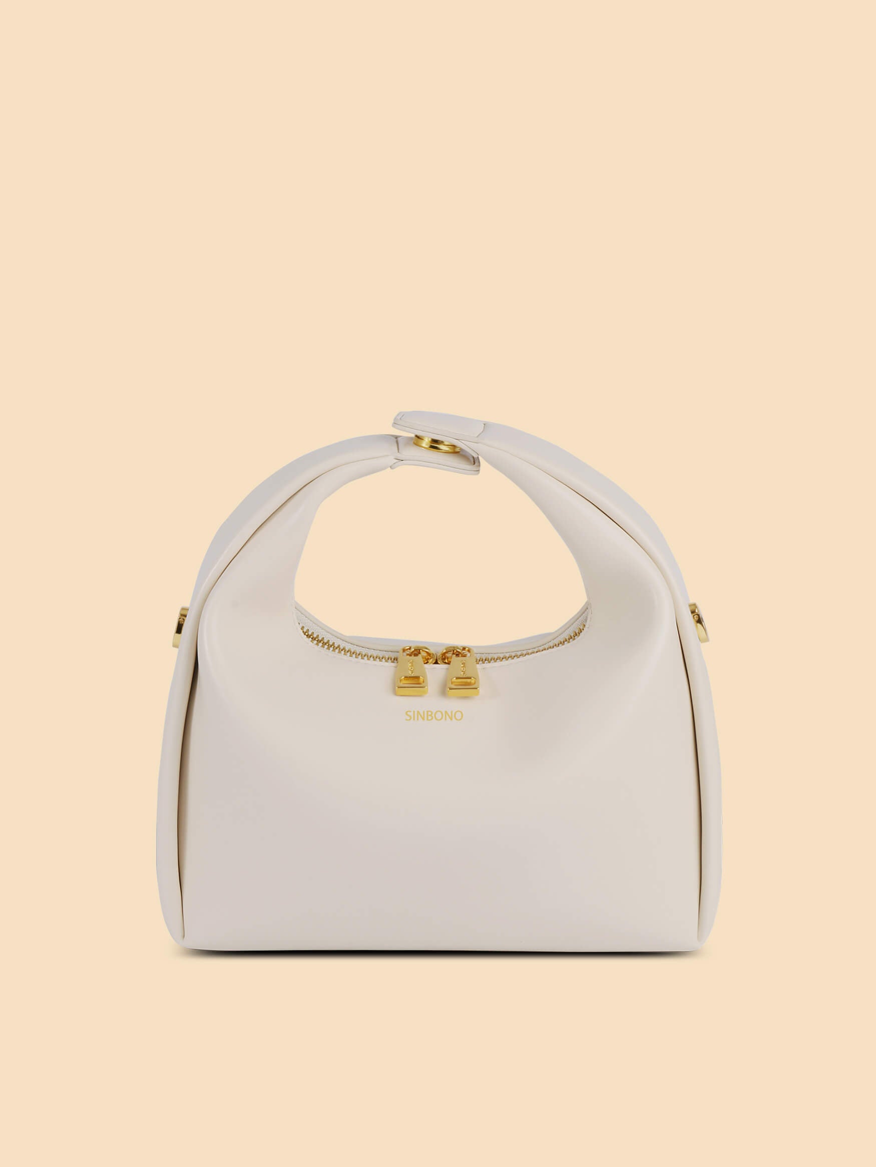 SINBONO Vienna Medium-Sized  Ivory Vegan Leather Purses