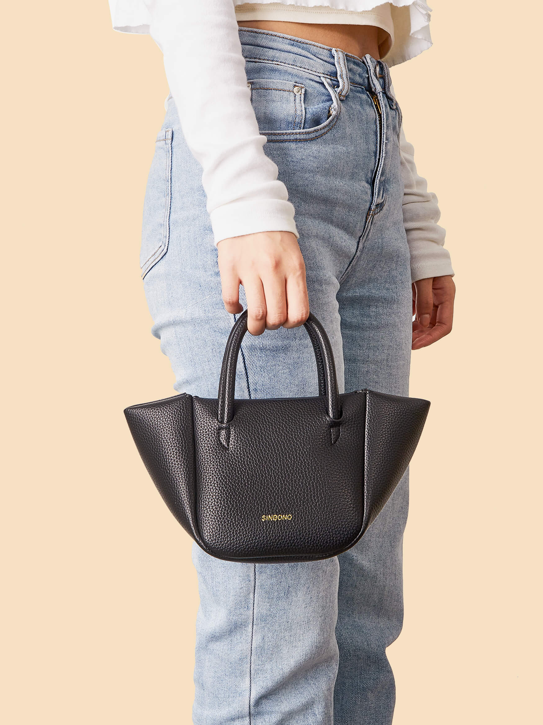 SINBONO Selena Ruched Hobo Handle Crossbody Bag Black