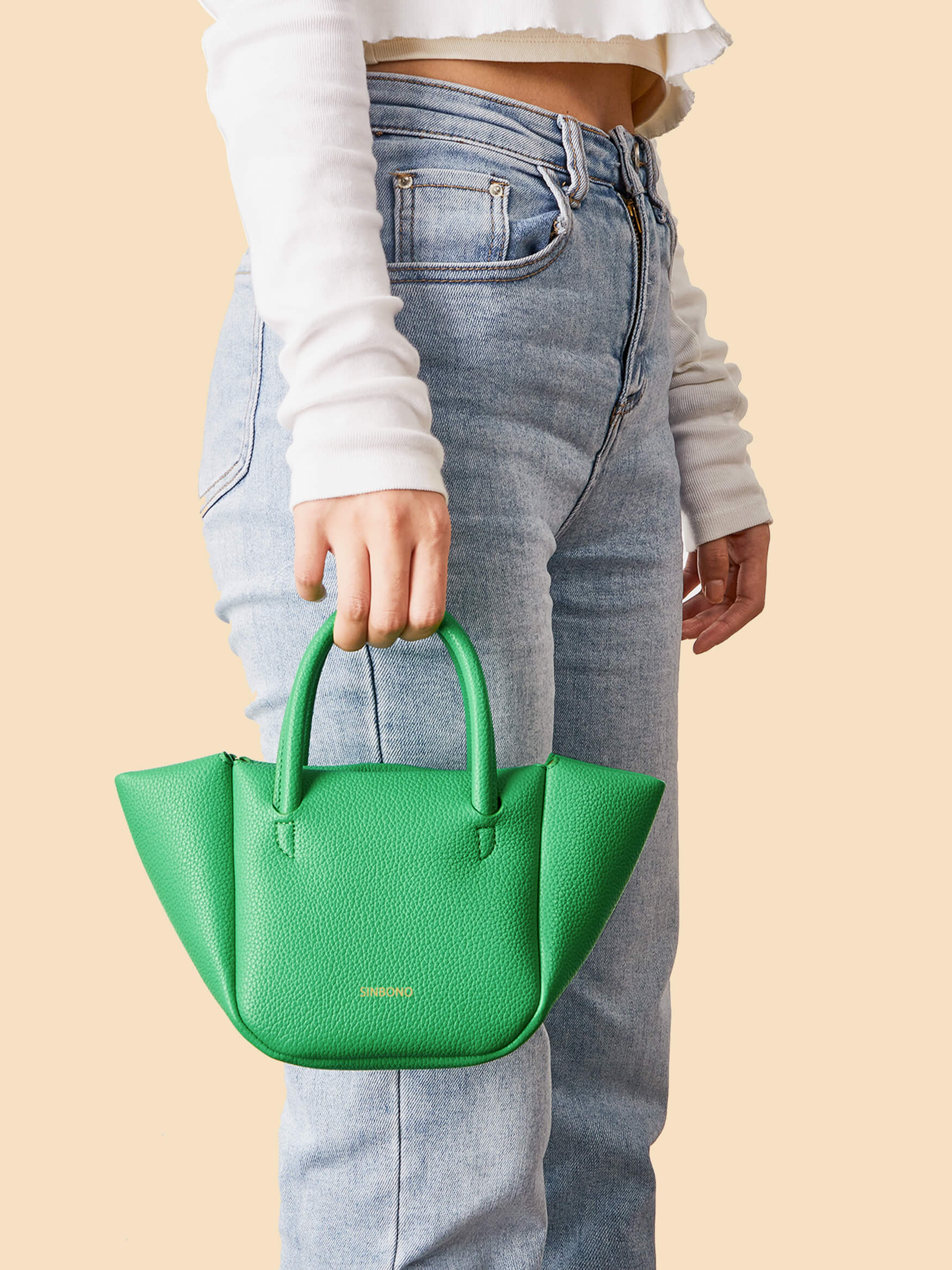 SINBONO Selena Ruched Hobo Handle Crossbody Bag Grass Green