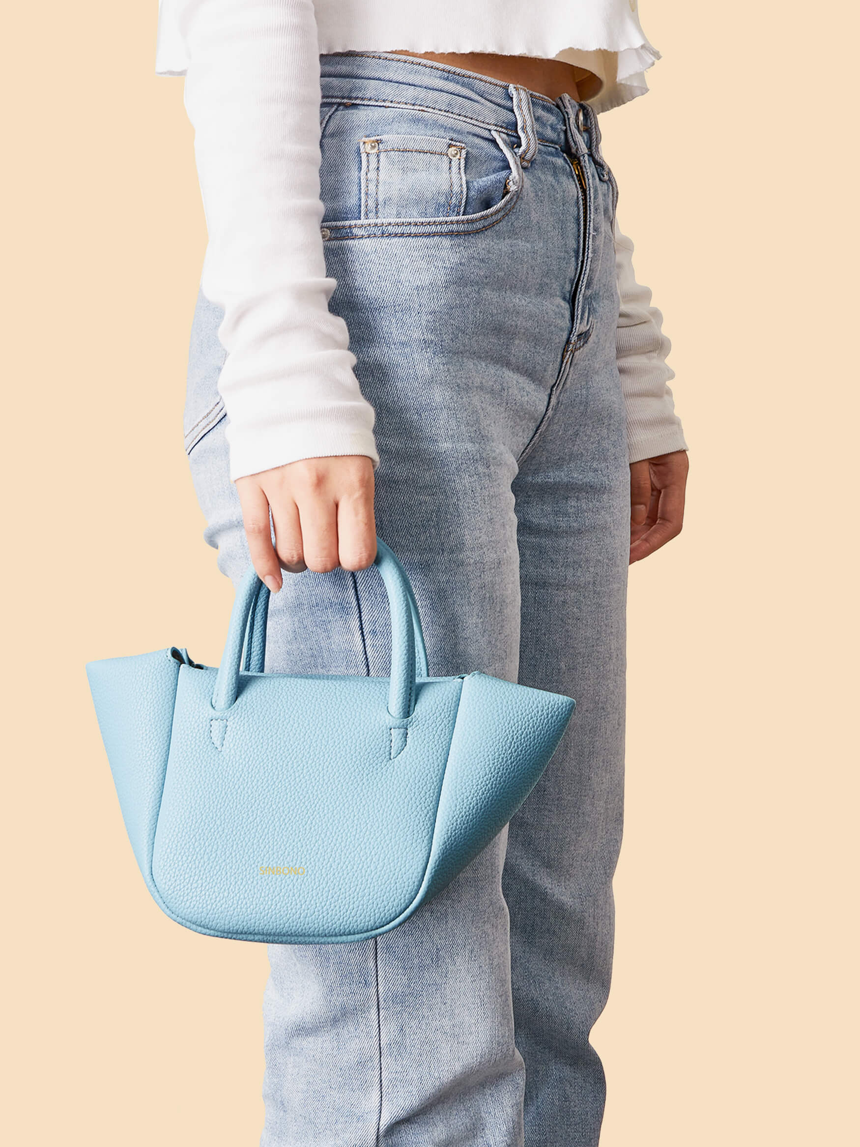 SINBONO Selena Ruched Hobo Handle Crossbody Bag Ice Blue