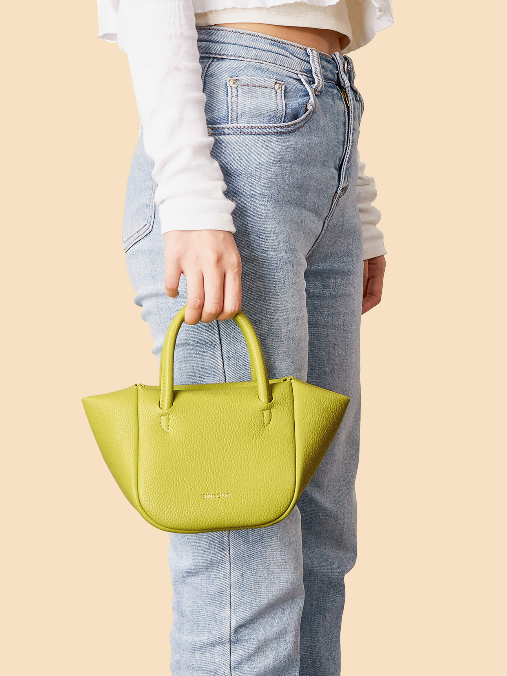 SINBONO Selena Ruched Hobo Handle Crossbody Bag Lime Green