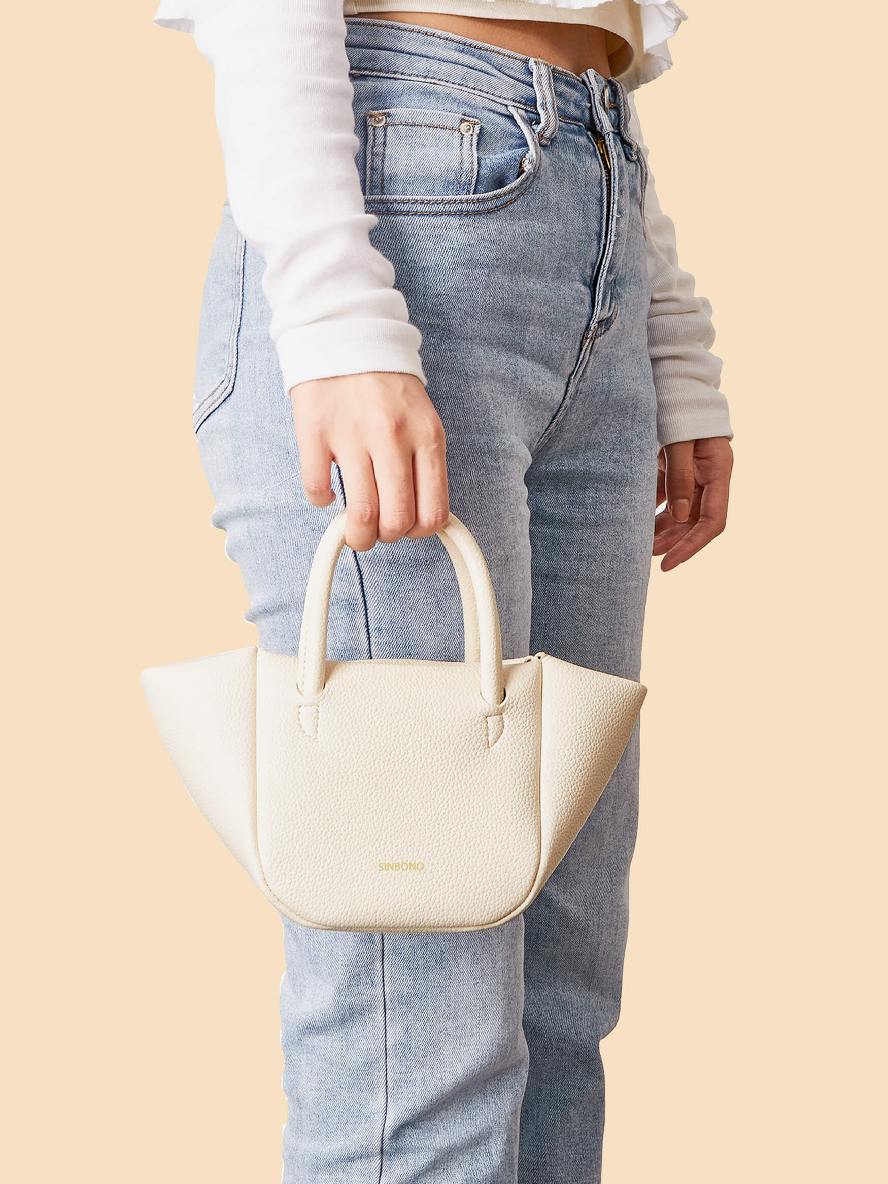 SINBONO Selena Ruched Hobo Handle Crossbody Bag Ivory