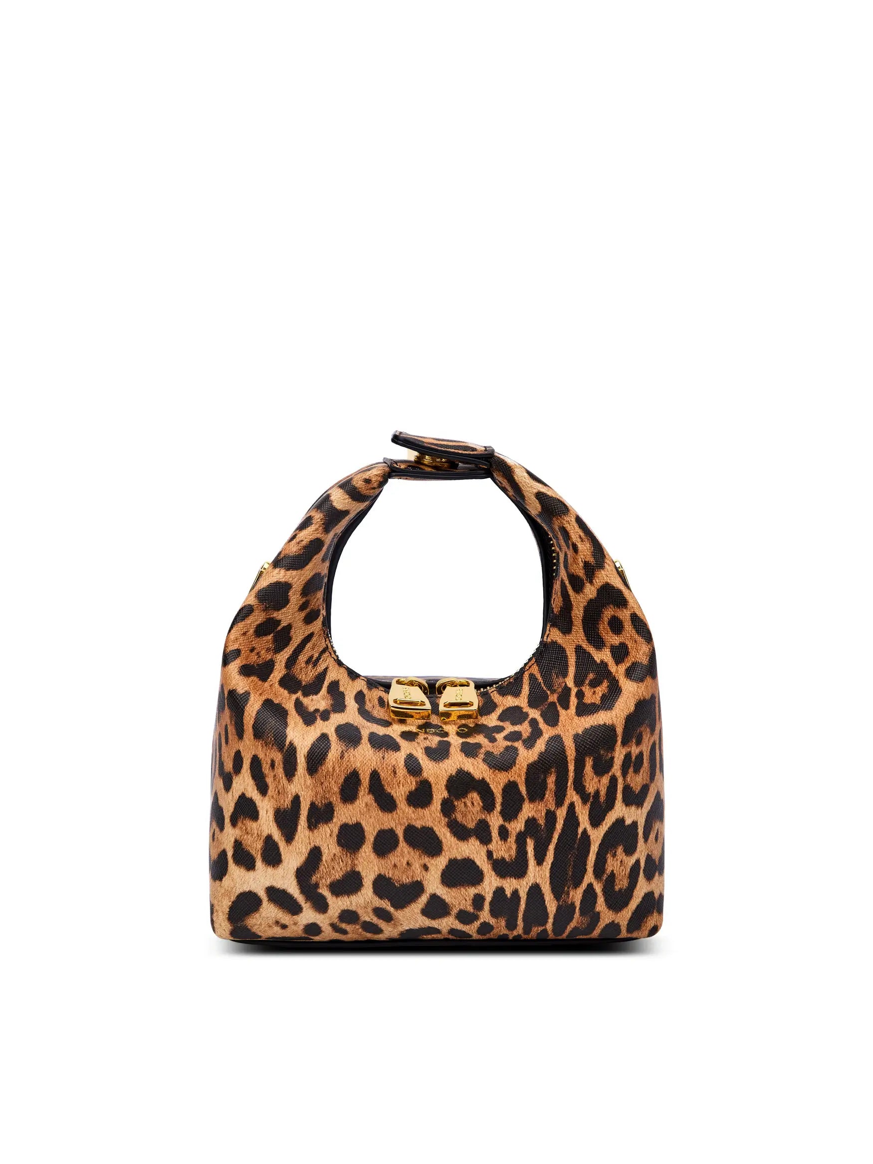 Vienna Top Handle Crossbody Bag in Brown leopard print Vegan Leather - Front View