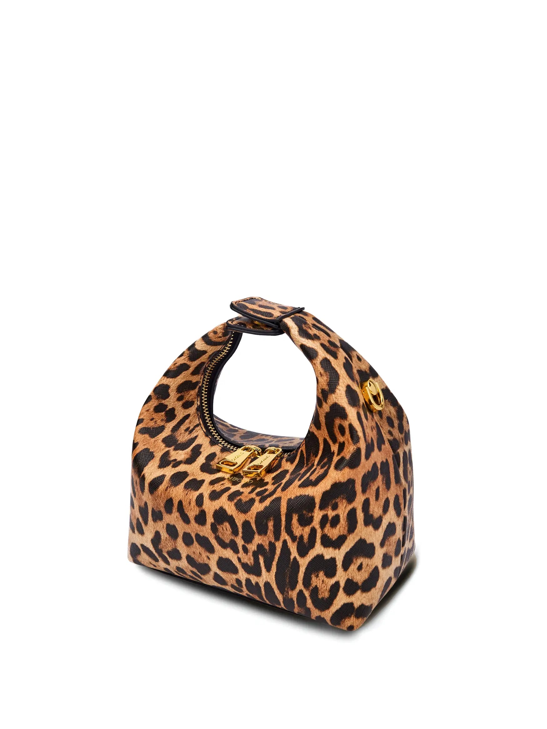 Vienna Top Handle Crossbody Bag in Brown leopard print Vegan Leather - Front View