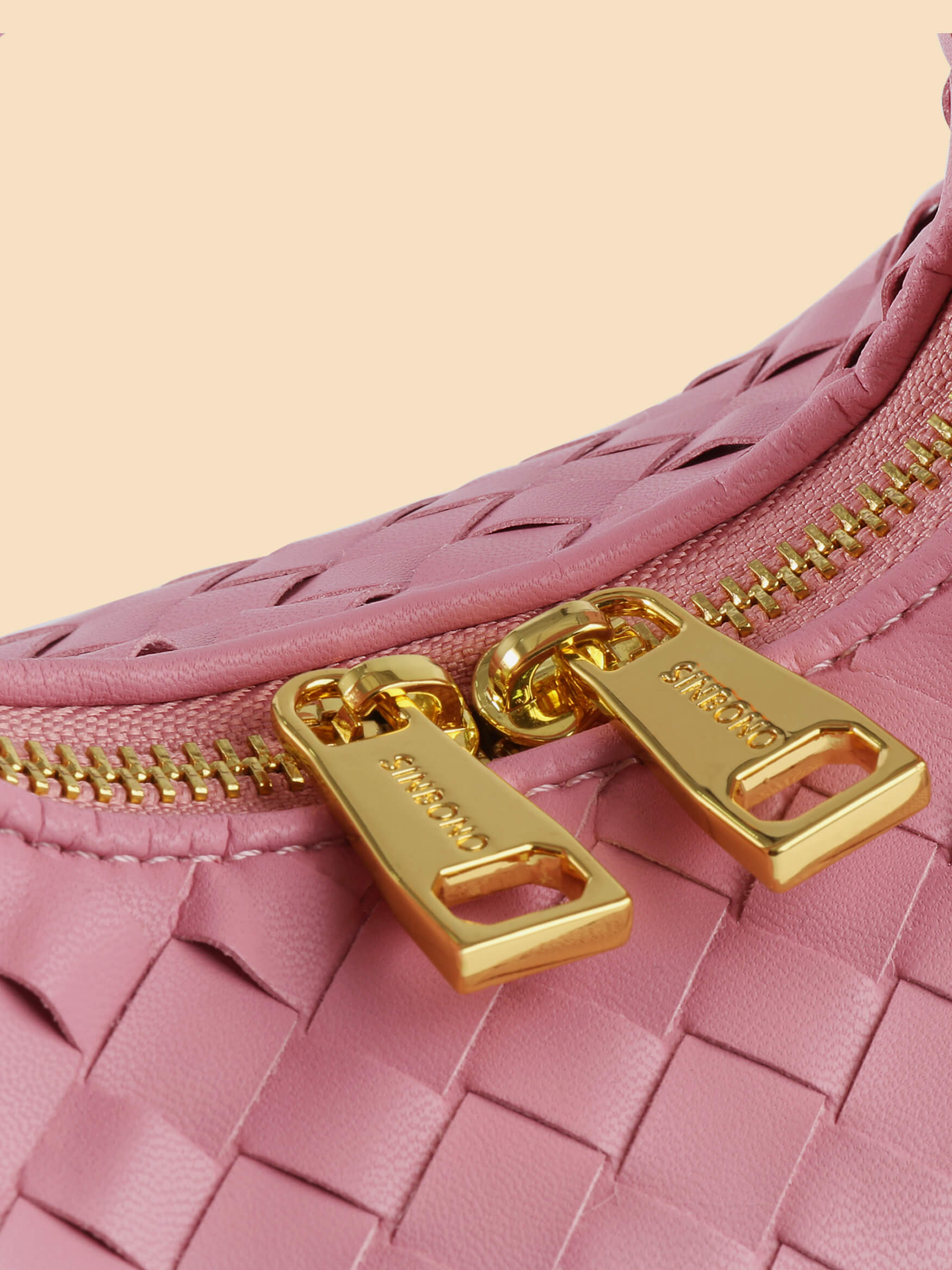 SINBONO Vienna Pink Braided Leather Handbags -Vegan Leather Women Bag
