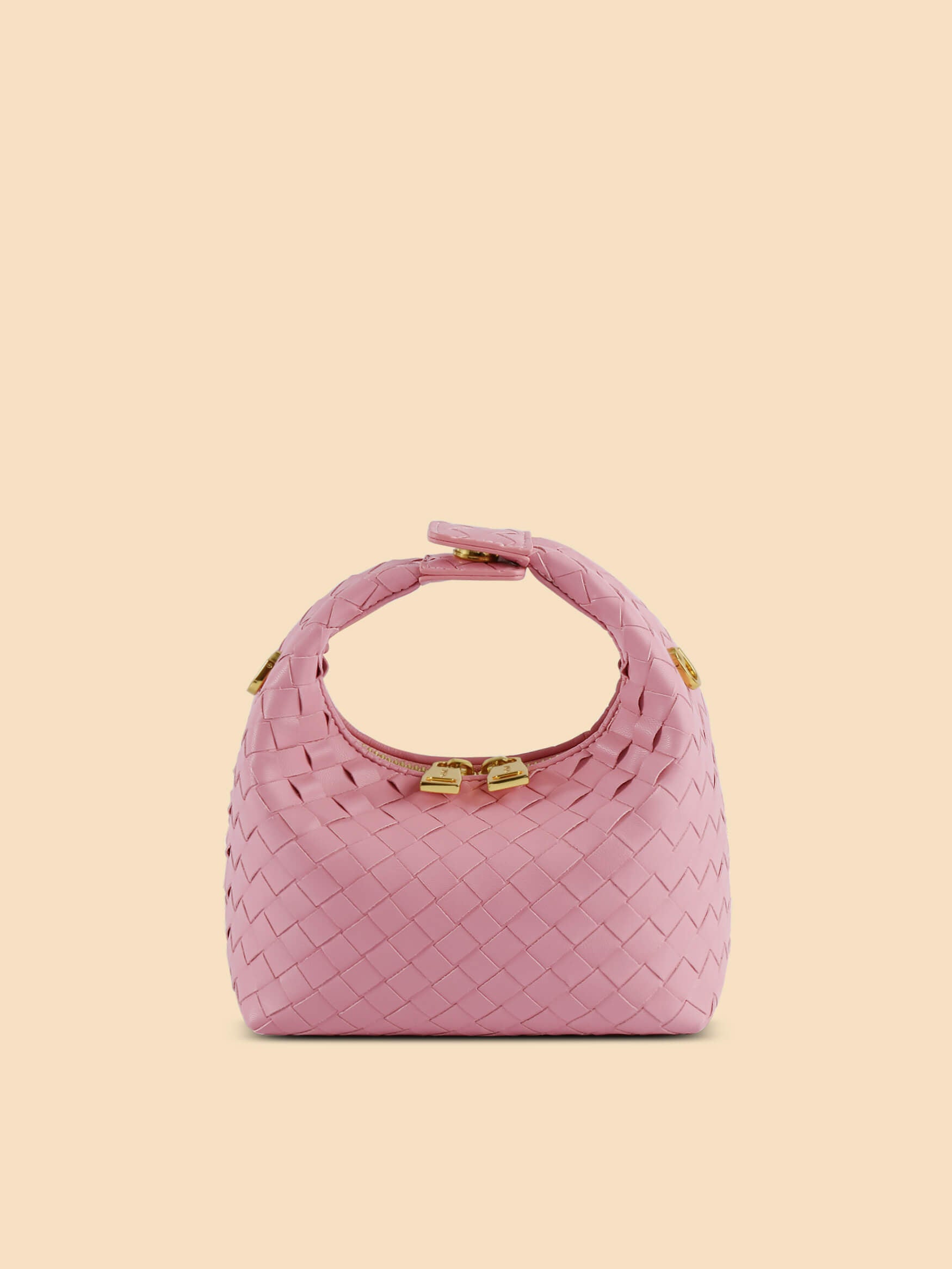 SINBONO Vienna Pink Braided Leather Handbags -Vegan Leather Women Bag