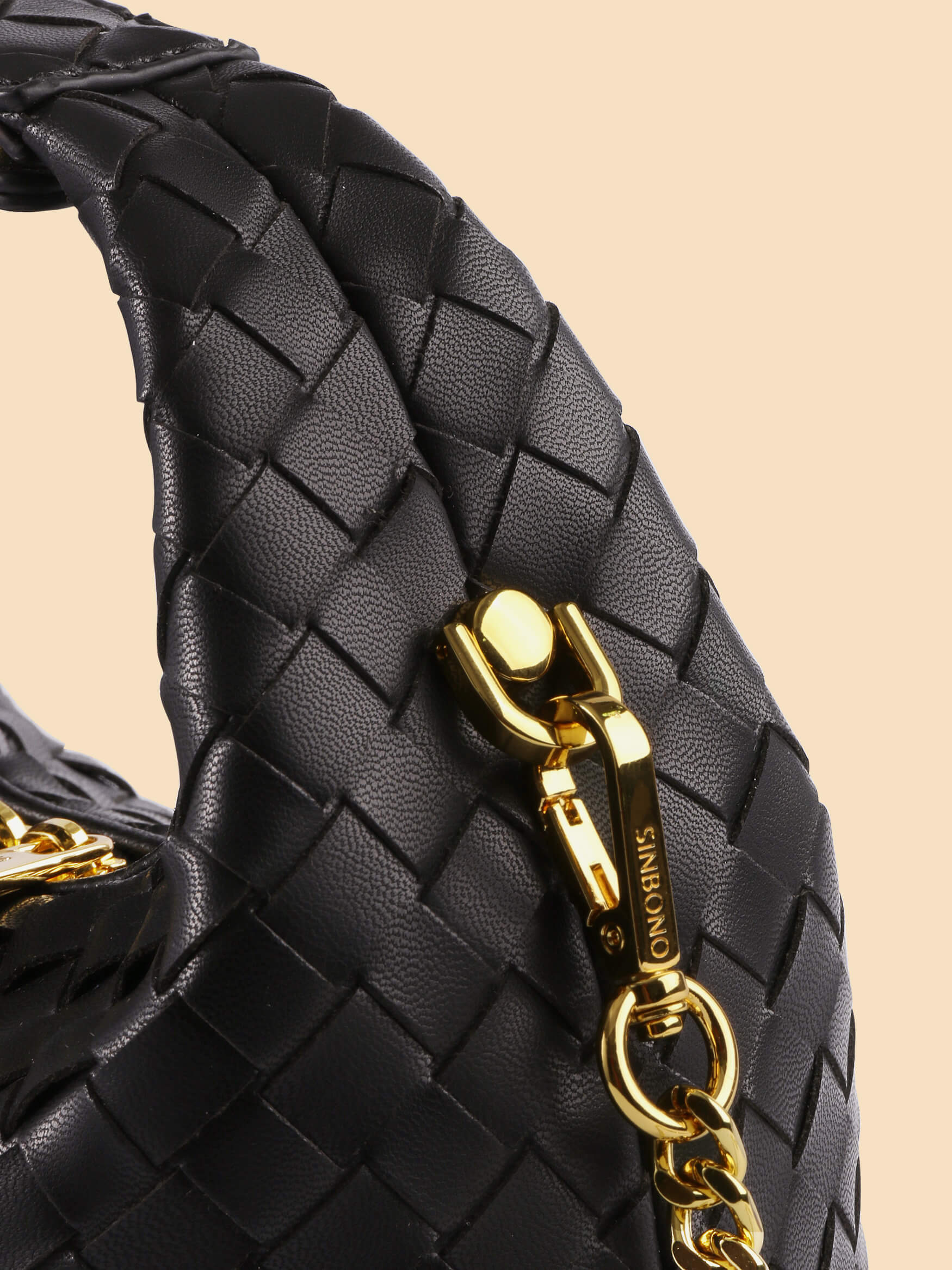 SINBONO Vienna Black Braided Leather Handbags -Vegan Leather Women Bag
