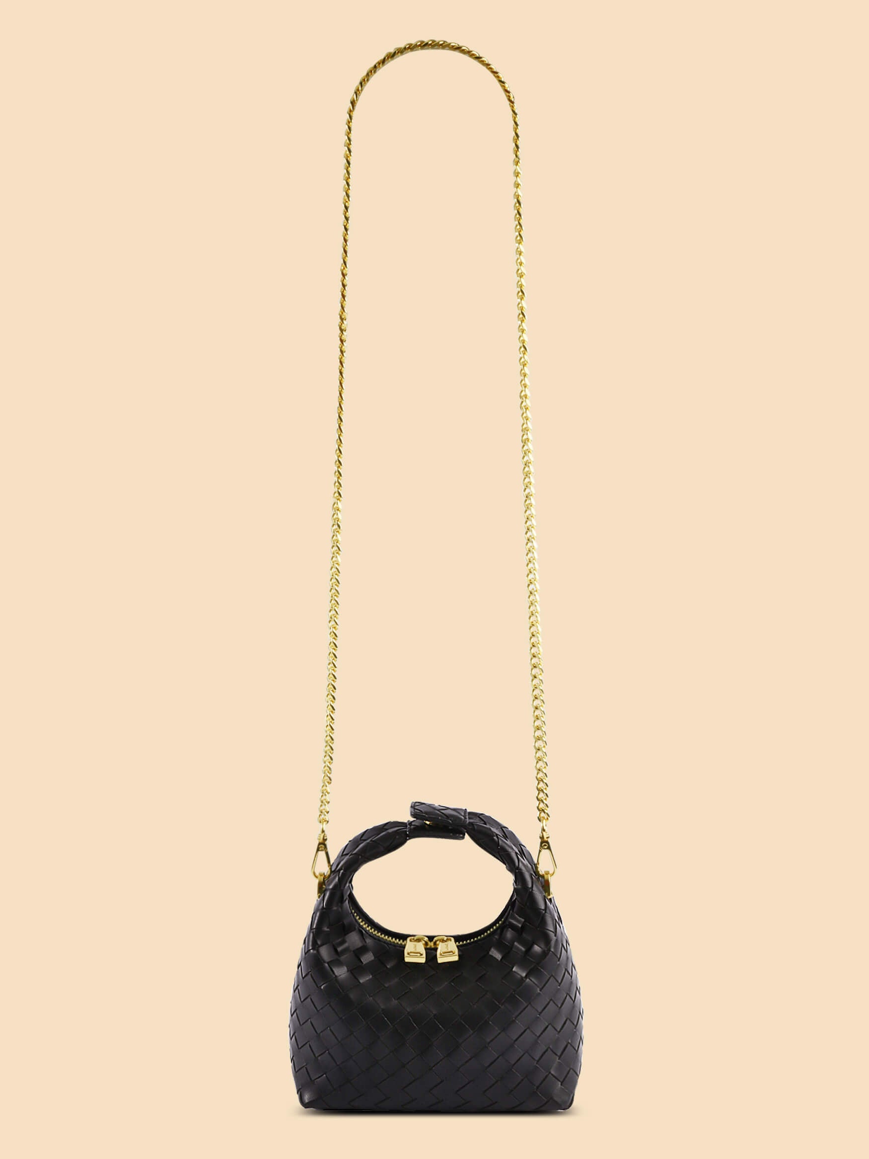 SINBONO Vienna Black Braided Leather Handbags -Vegan Leather Women Bag