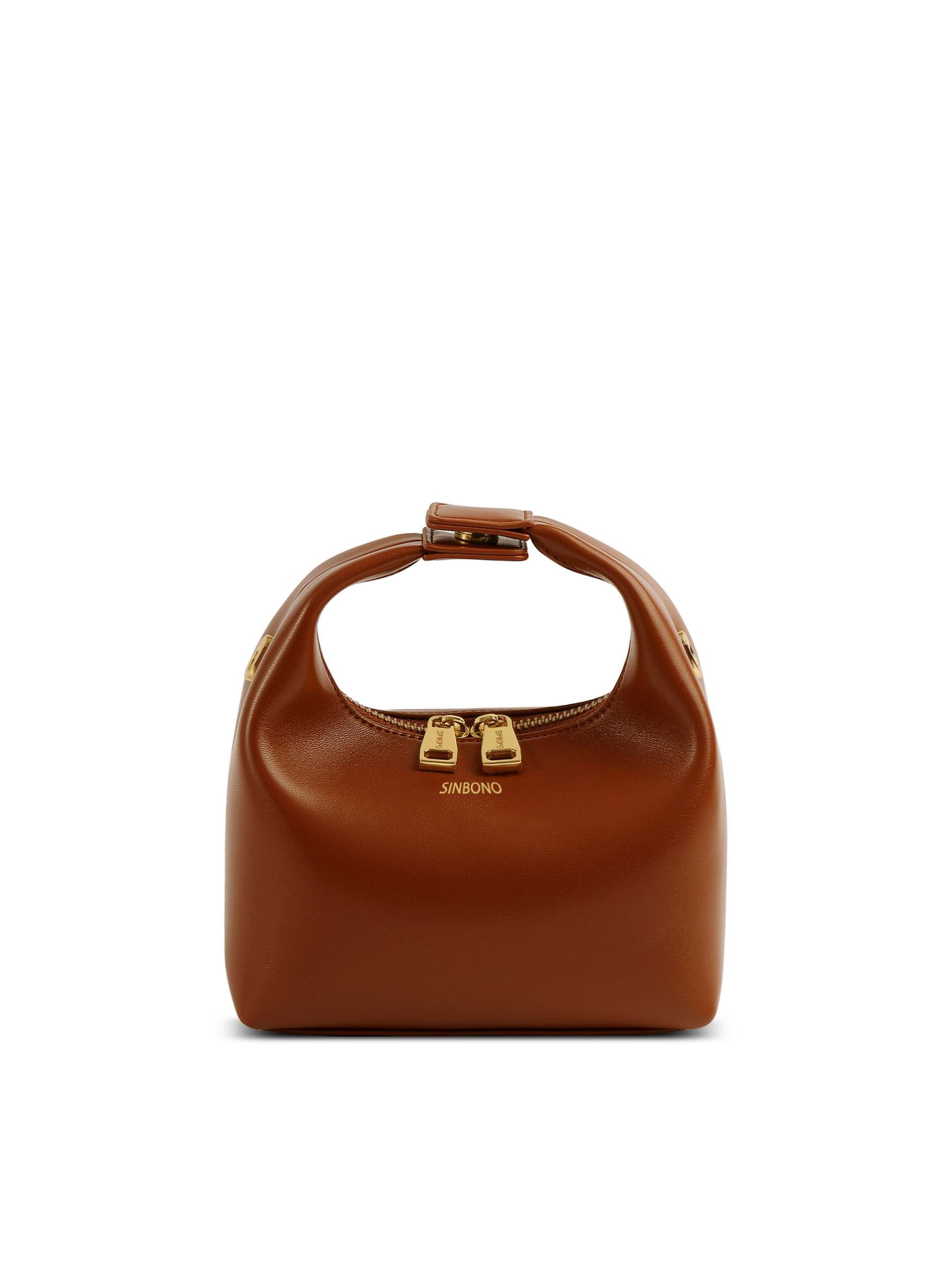 Vienna in Brown Vegan Leather with chain  - Front View