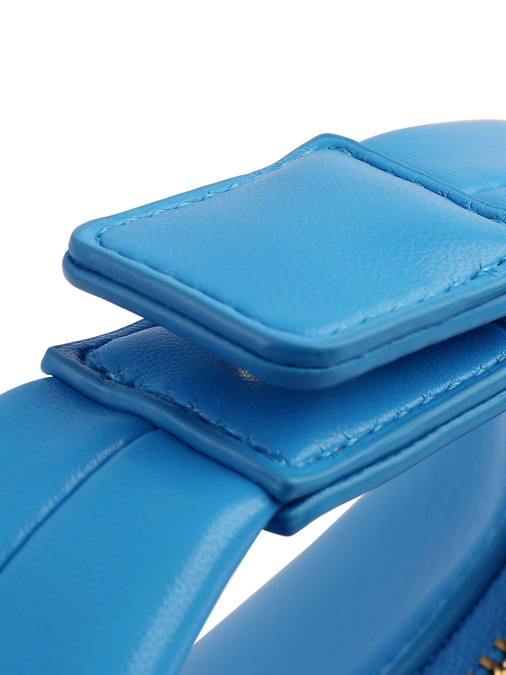 Vienna in Lake Blue Vegan Leather  - Top Handle Close-Up