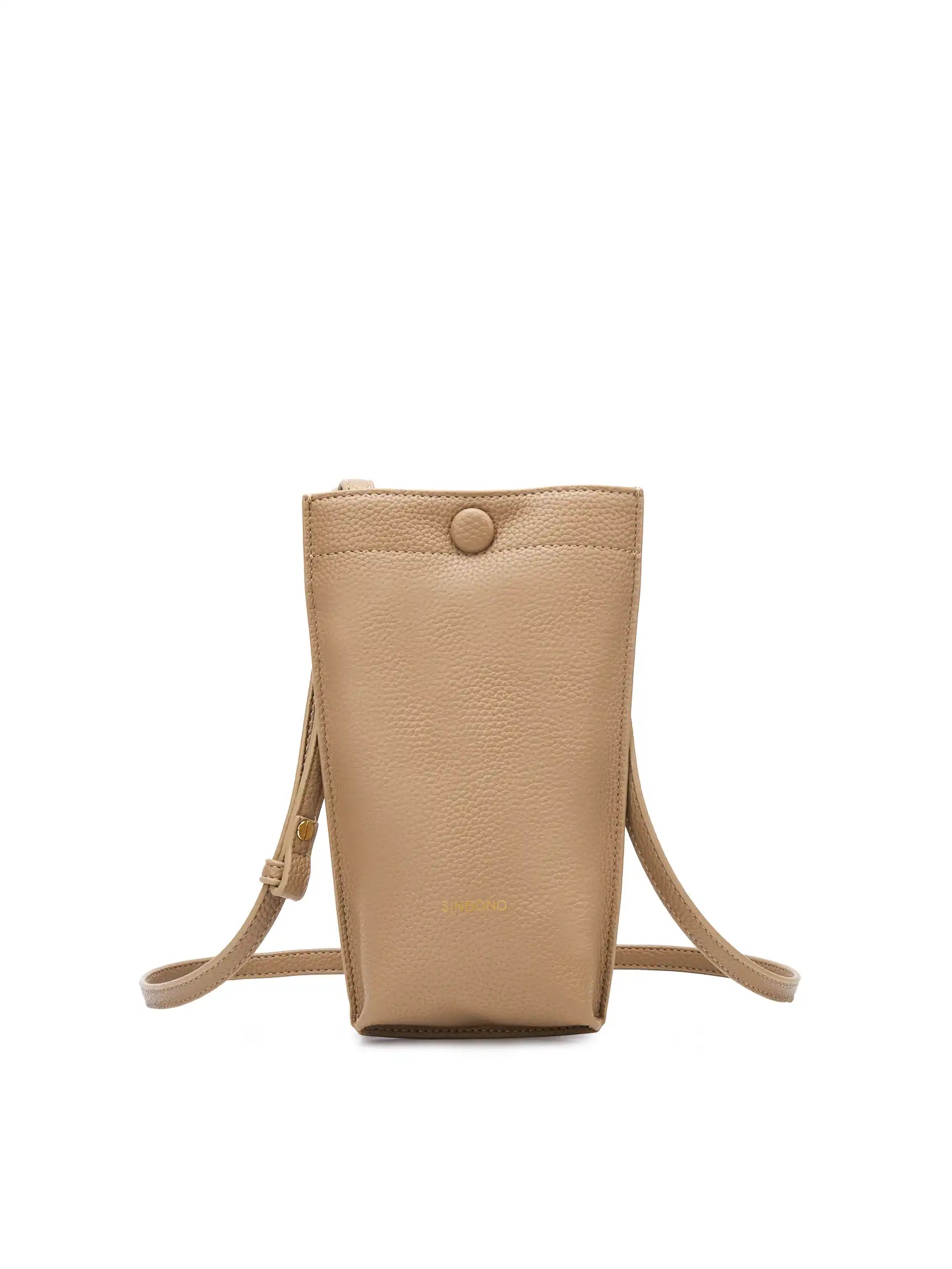 Sharla Crossbody Wallet Phone Bag in Gray Vegan Leather - Front View