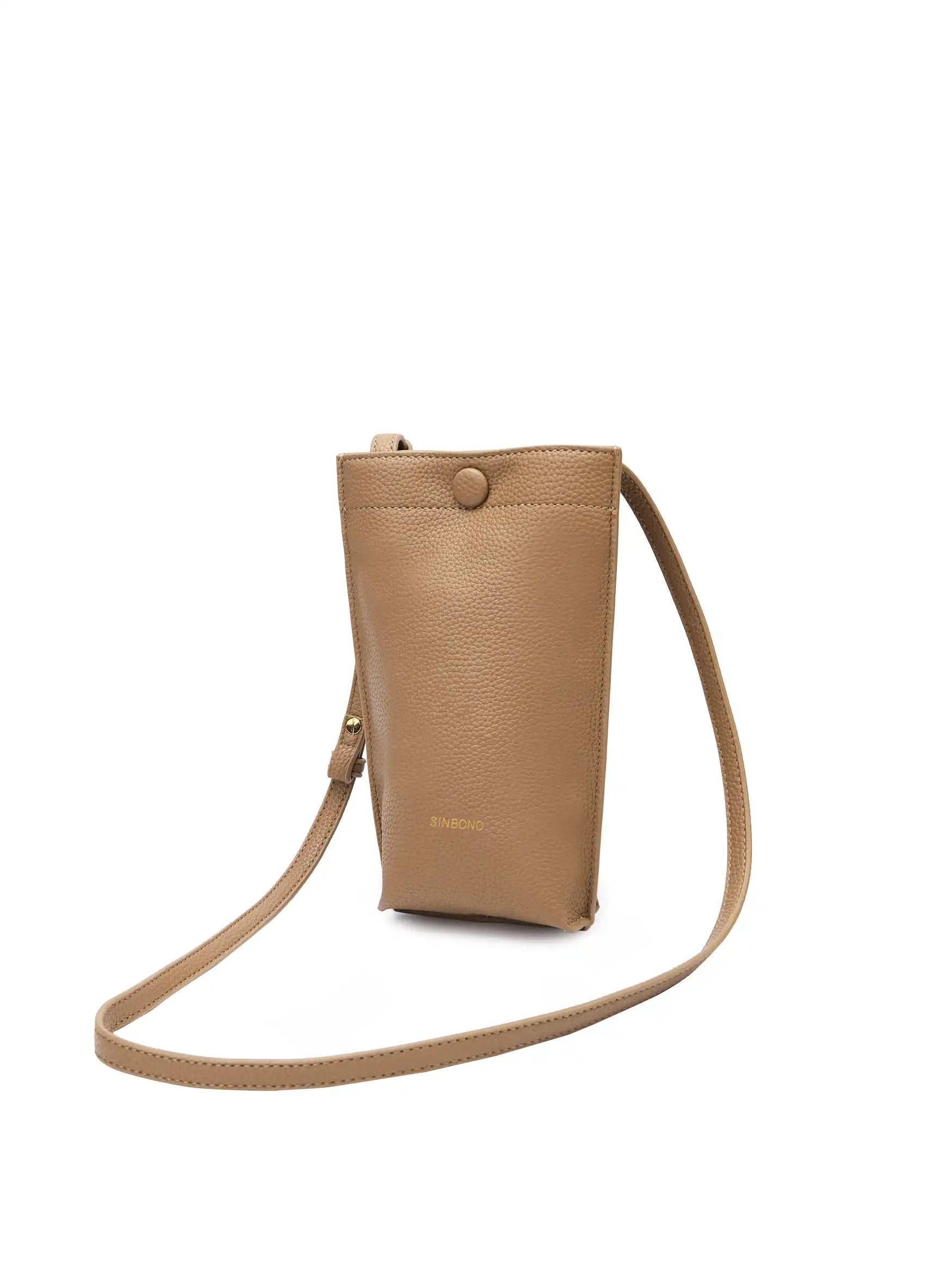 Sharla Crossbody Wallet Phone Bag in Gray Vegan Leather - Side Angle