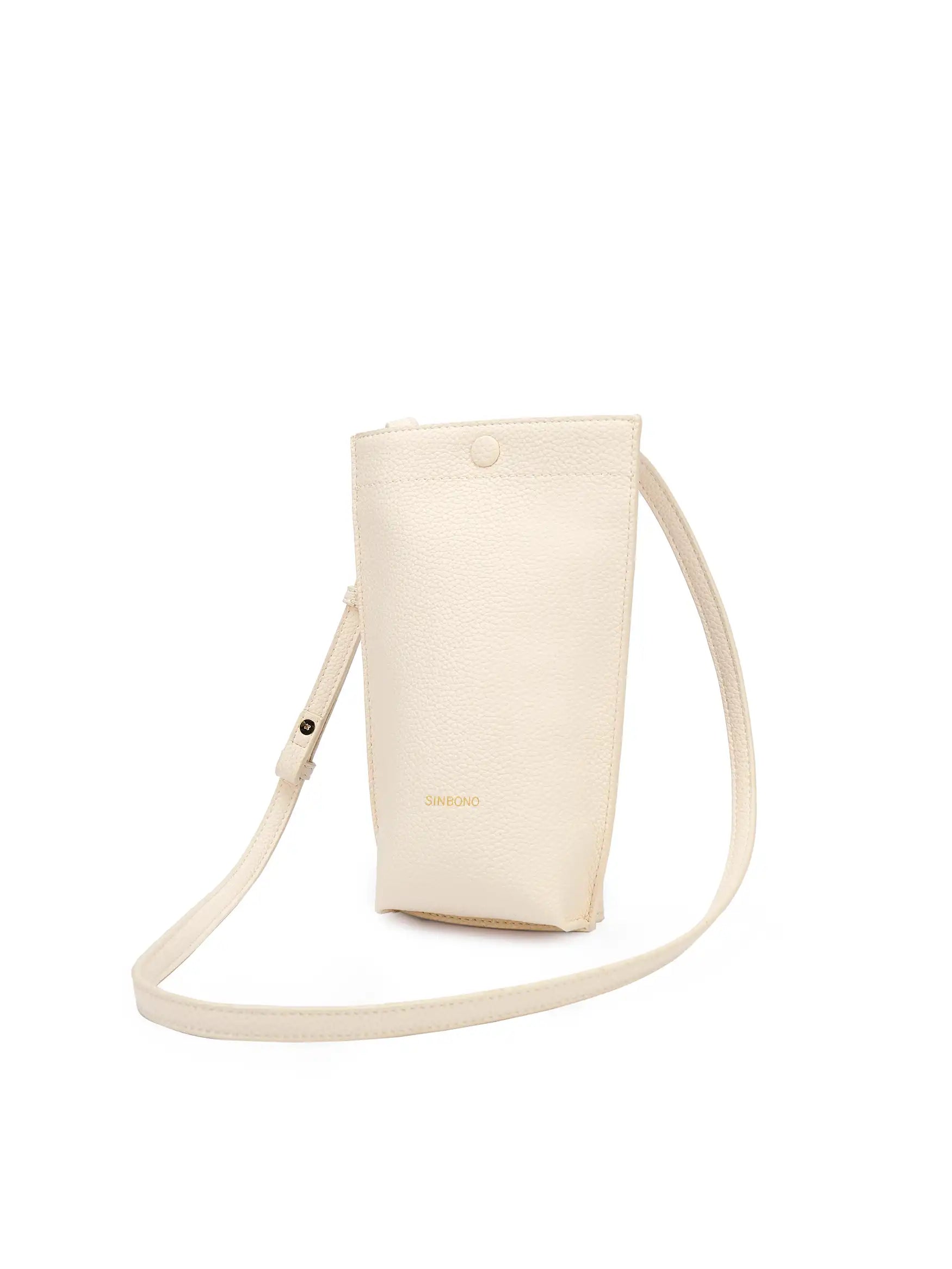 Sharla Crossbody Wallet Phone Bag in Ivory Vegan Leather - Side Angle
