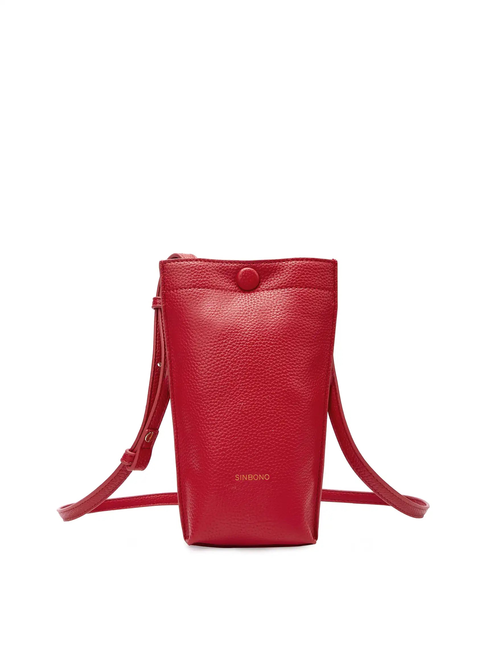 Sharla Crossbody Wallet Phone Bag in red Vegan Leather - Front View