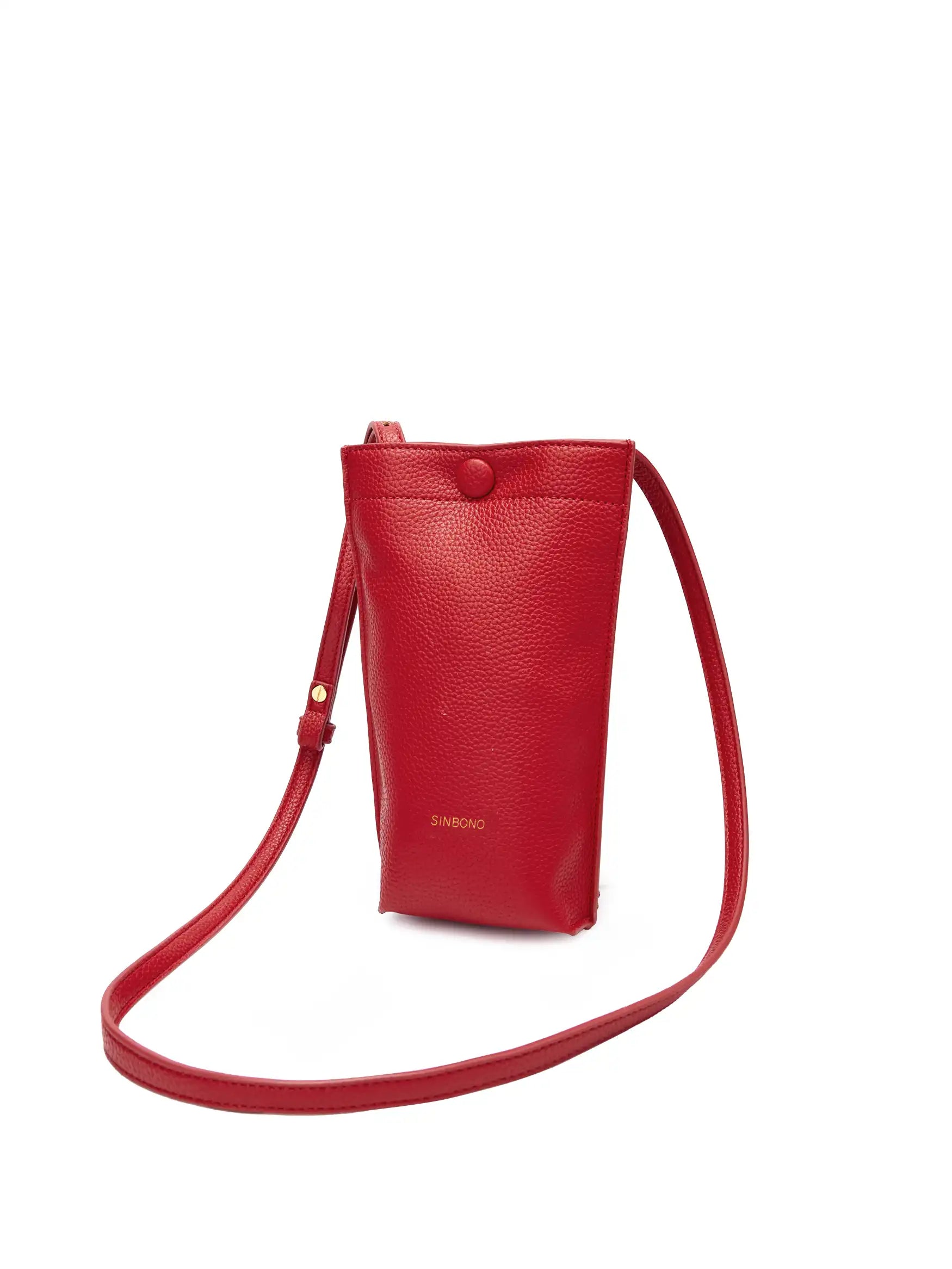 Sharla Crossbody Wallet Phone Bag in red Vegan Leather - Side Angle