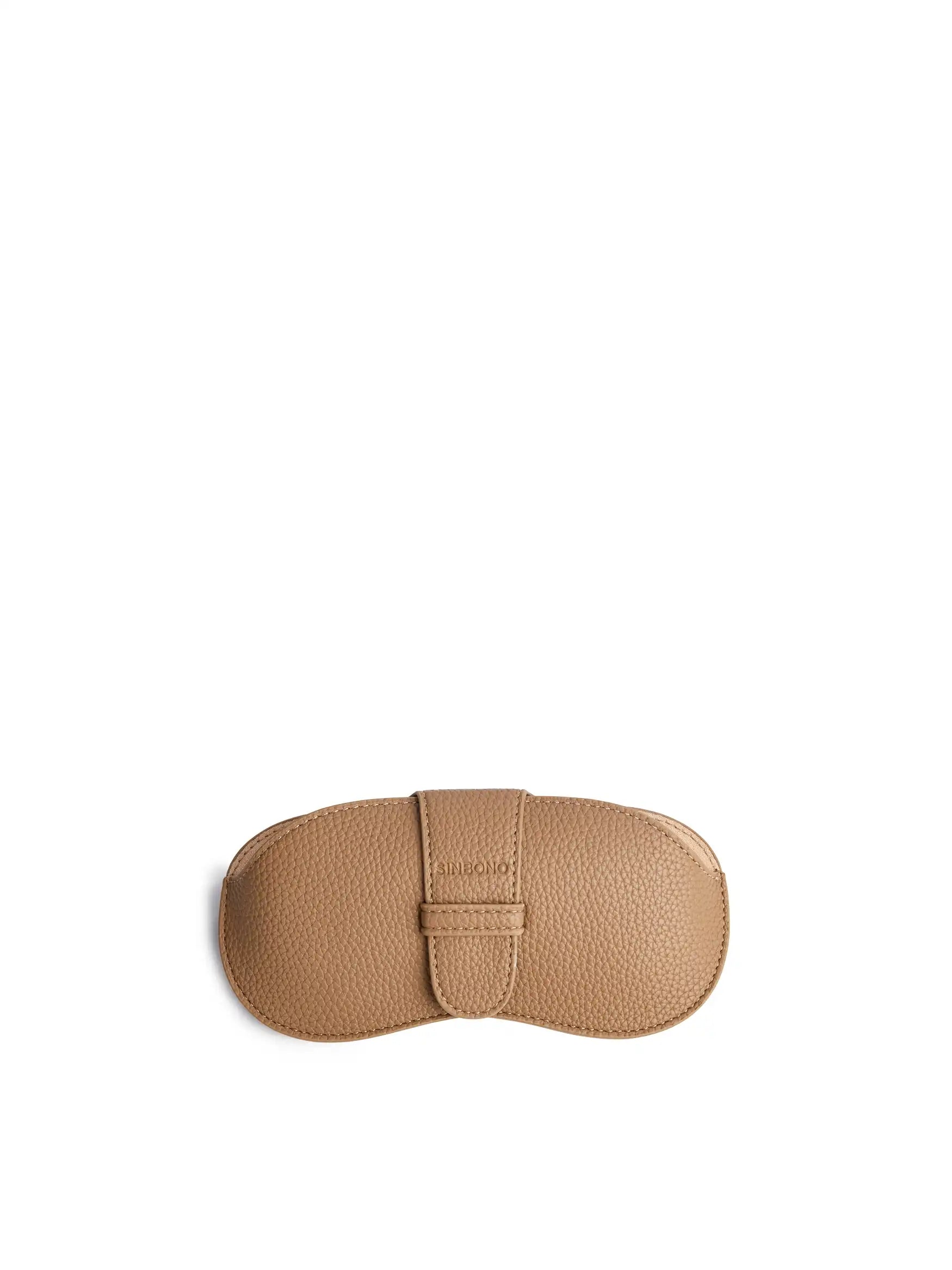 Sunglasses Bag in Gray Vegan Leather - Front View