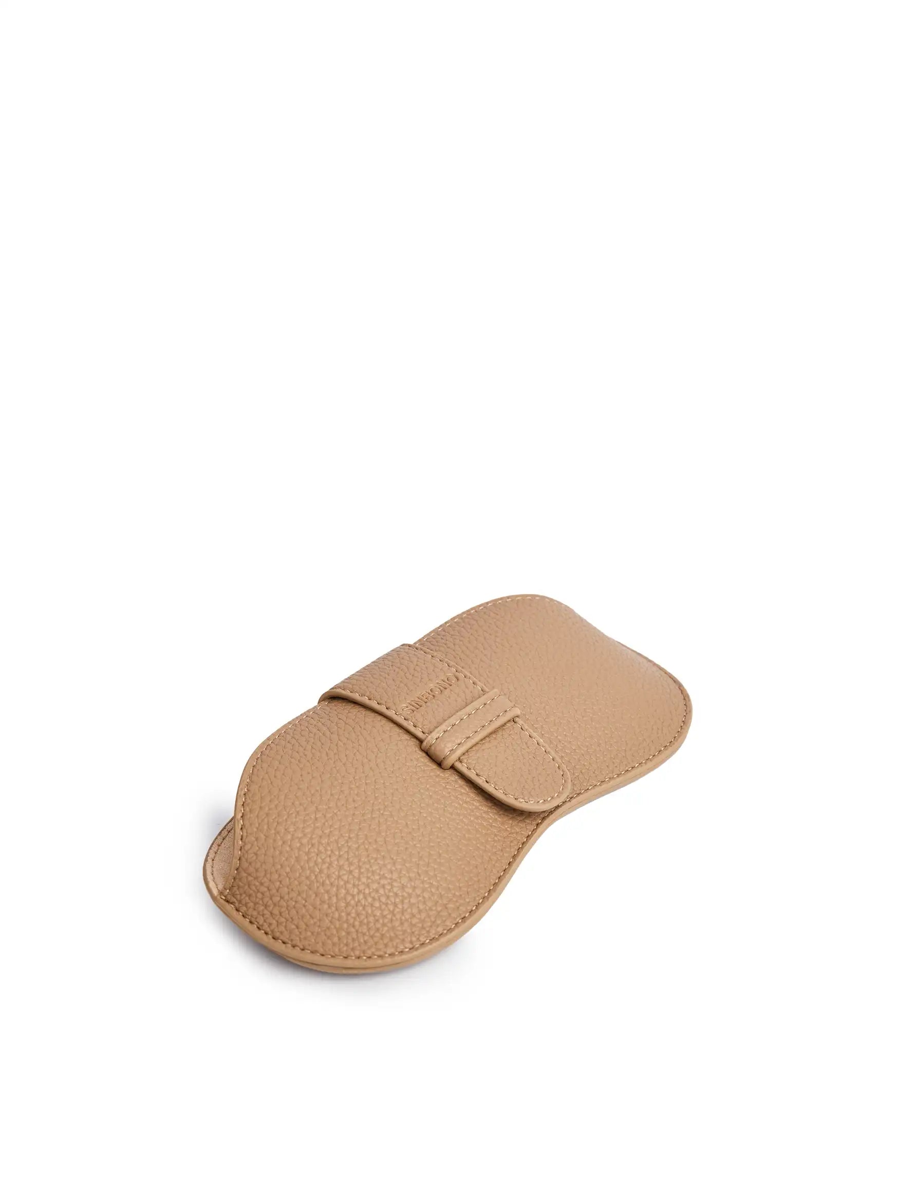 Sunglasses Bag in Gray Vegan Leather - Side Angle