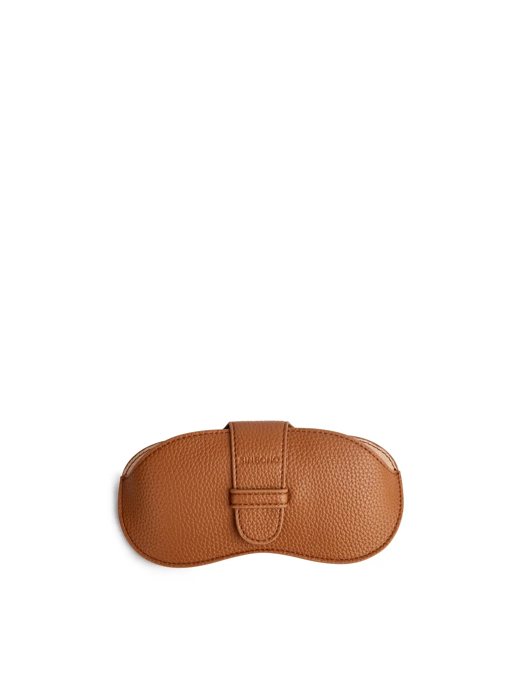 Sunglasses Bag in Orange Brown Vegan Leather - Front View