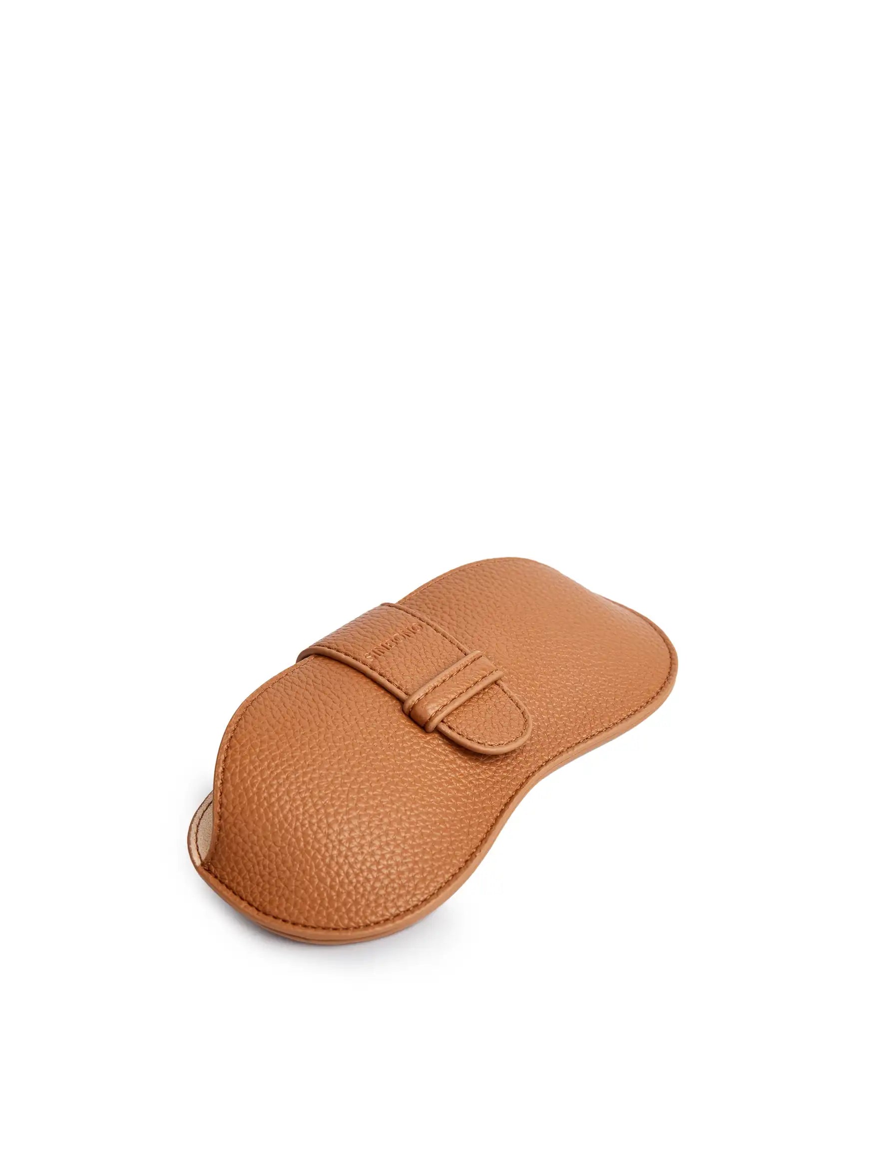 Sunglasses Bag in Orange Brown Vegan Leather - Side Angle