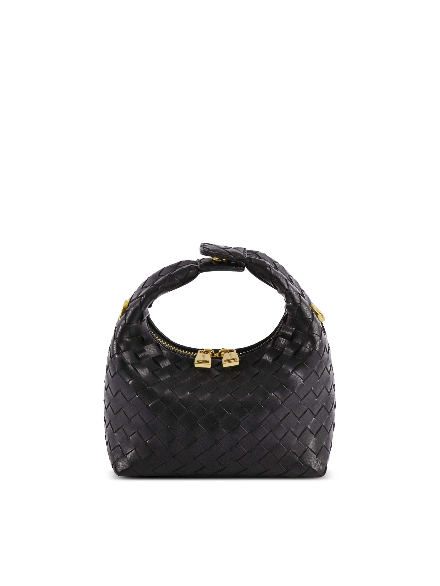 Vienna in Black Braided Vegan Leather  - Front View