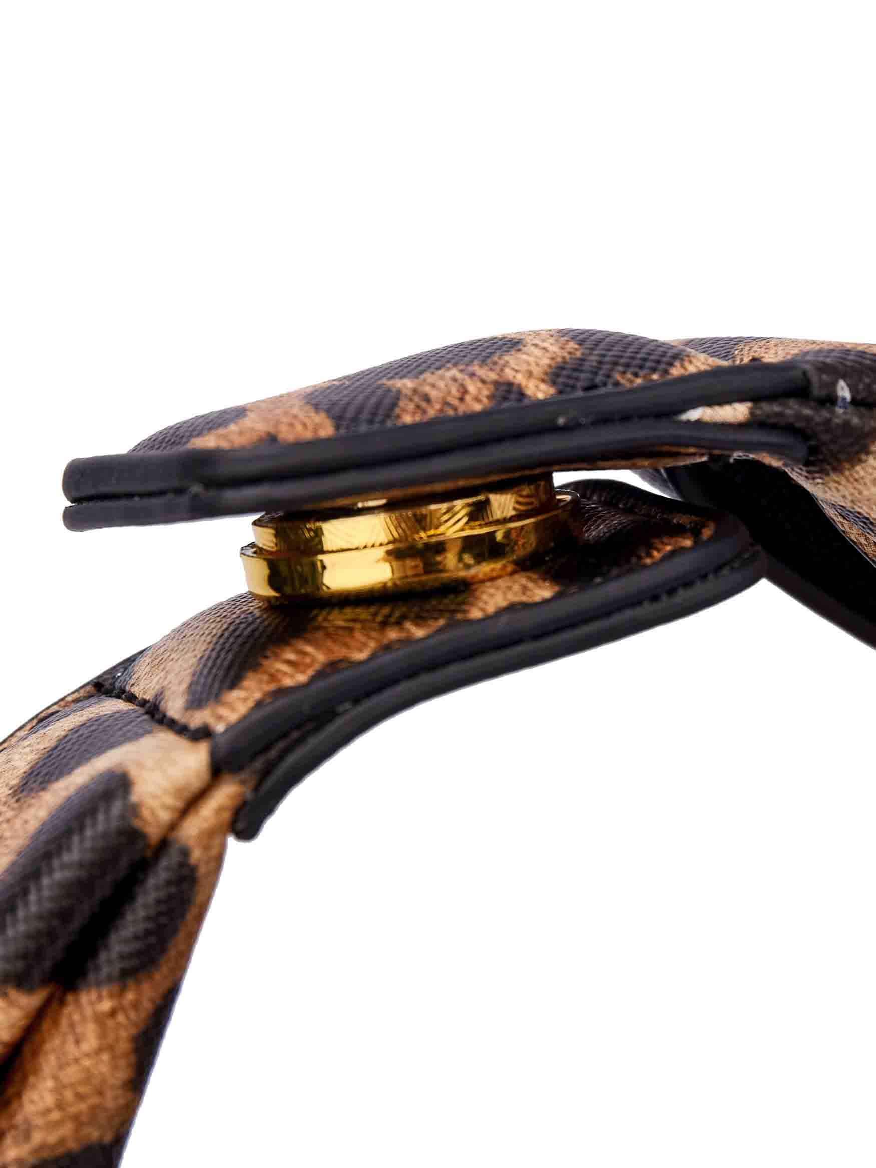 Vienna Top Handle Crossbody Bag in Brown leopard print Vegan Leather - Top Handle Close-Up