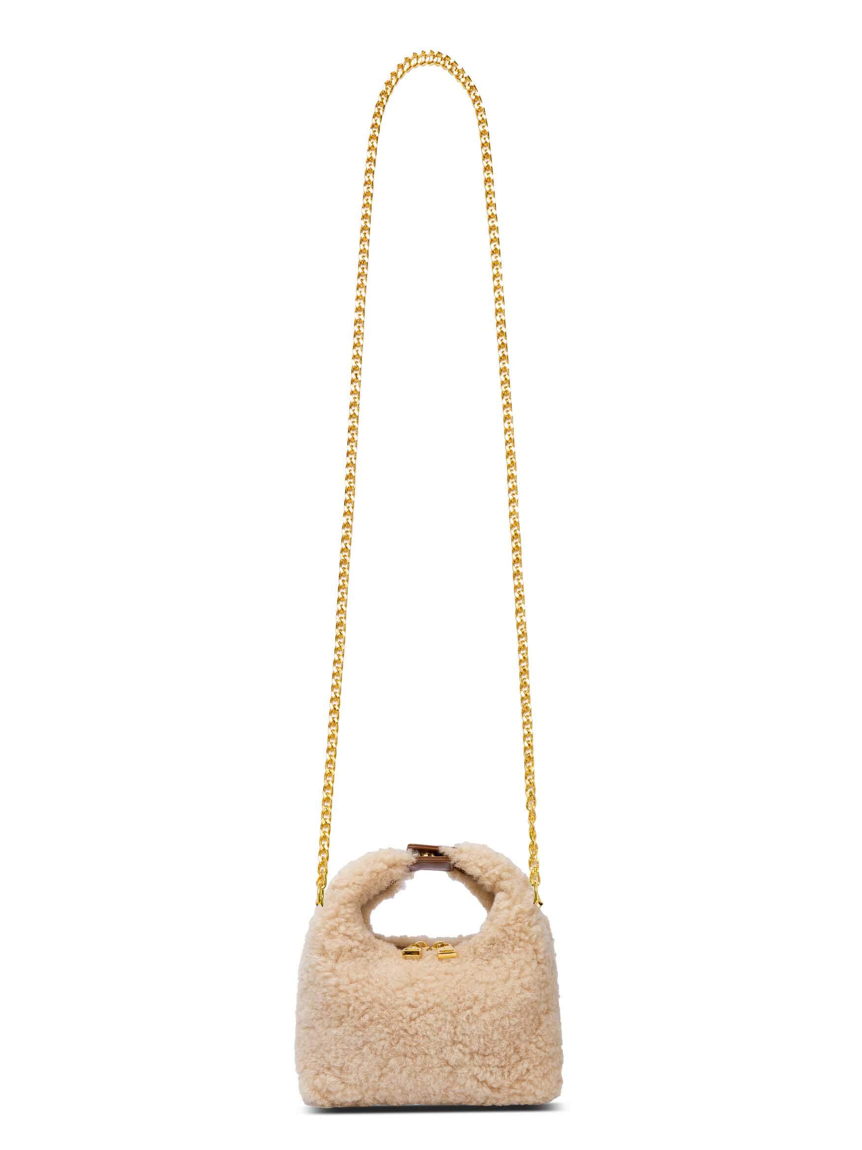 Vienna Top Handle Crossbody Bag in Cream Yellow Vegan Leather - With chain