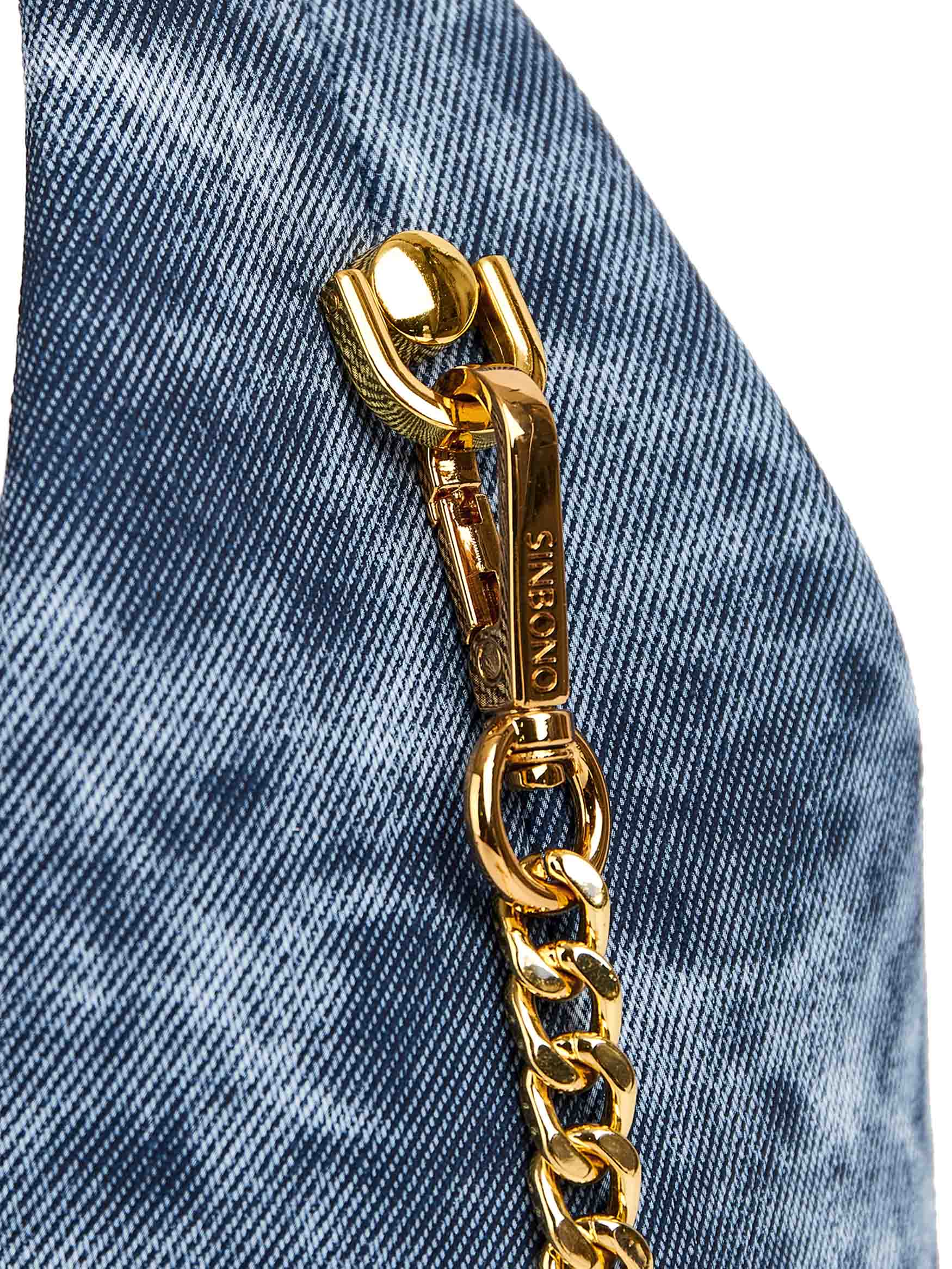 Vienna Top Handle Crossbody Bag in Deep Blue Vegan Leather - Side Hook