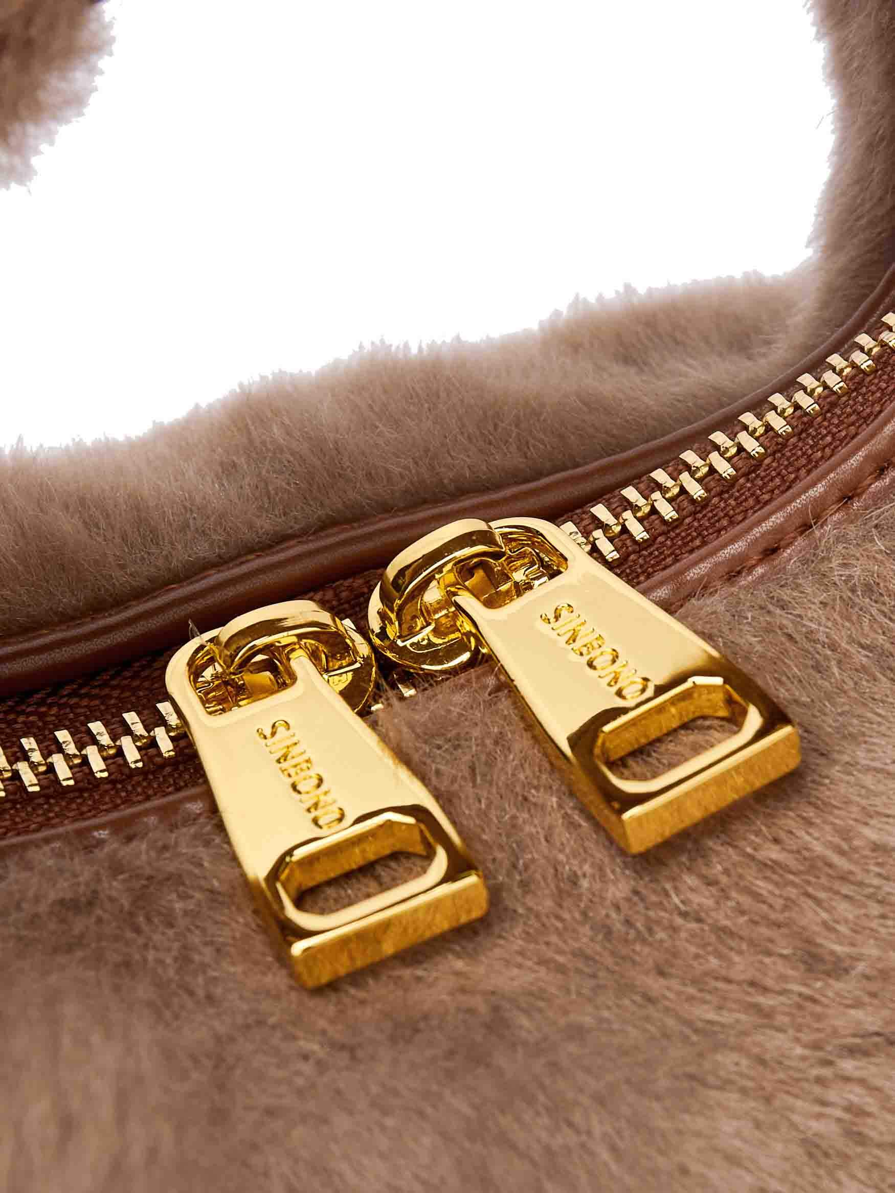 Vienna Top Handle Crossbody Bag in Elephant Gray Vegan Leather -  Detail
