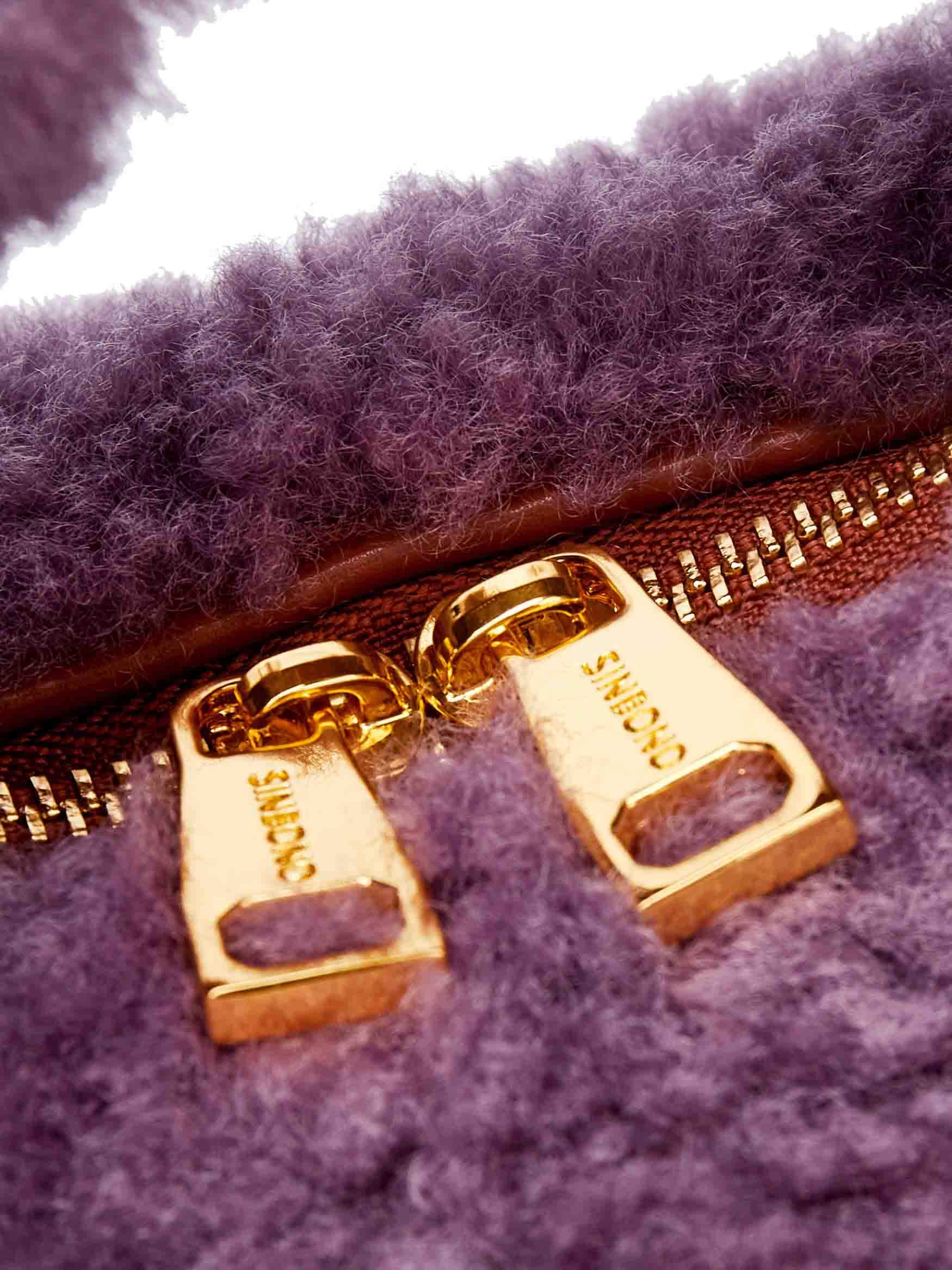 Vienna Top Handle Crossbody Bag in Grape Purple Vegan Leather -  Detail