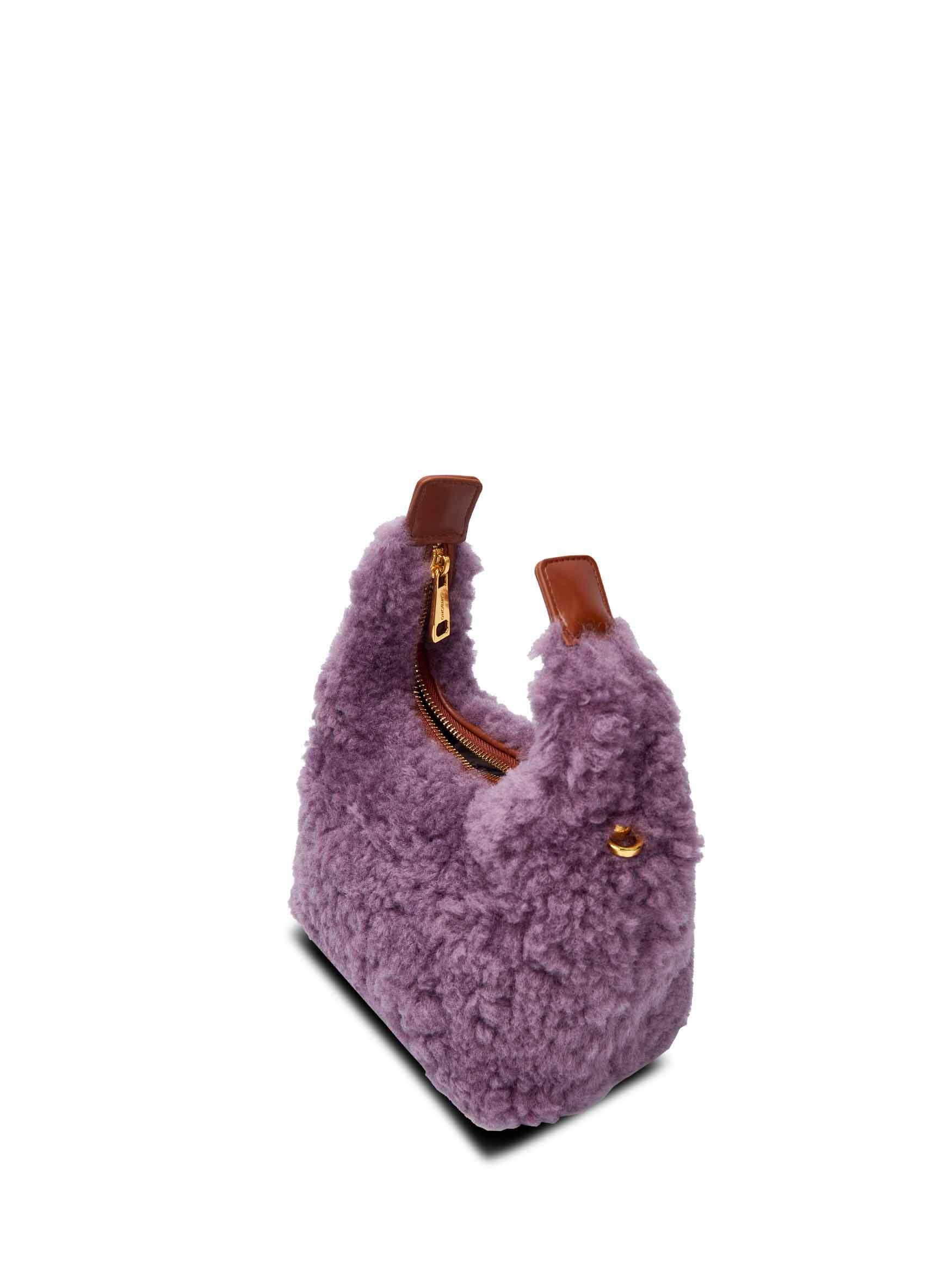 Vienna Top Handle Crossbody Bag in Grape Purple Vegan Leather - Side Angle