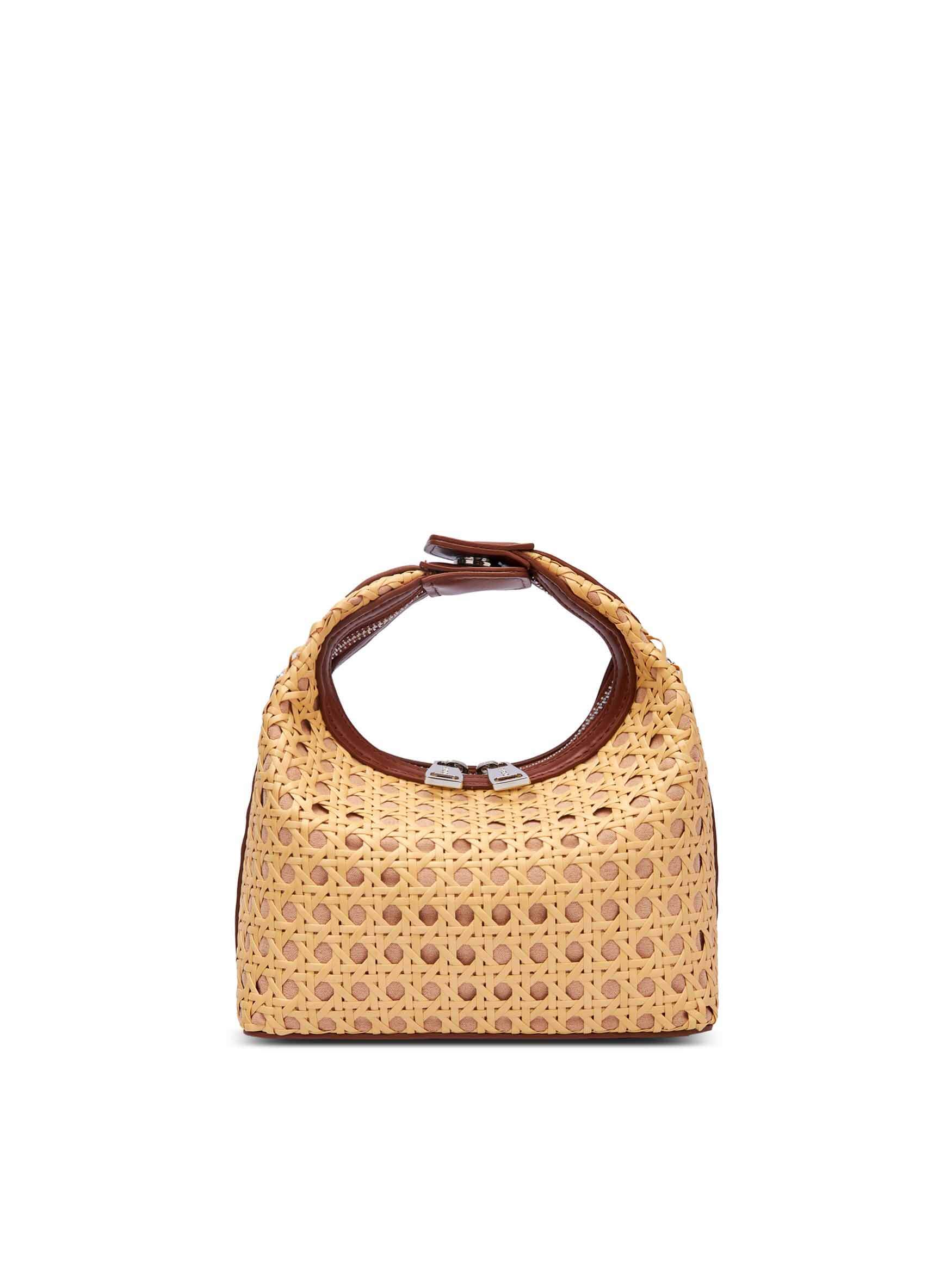 Vienna Top Handle Crossbody Bag in Ivory Yellow Vegan Leather - Front View