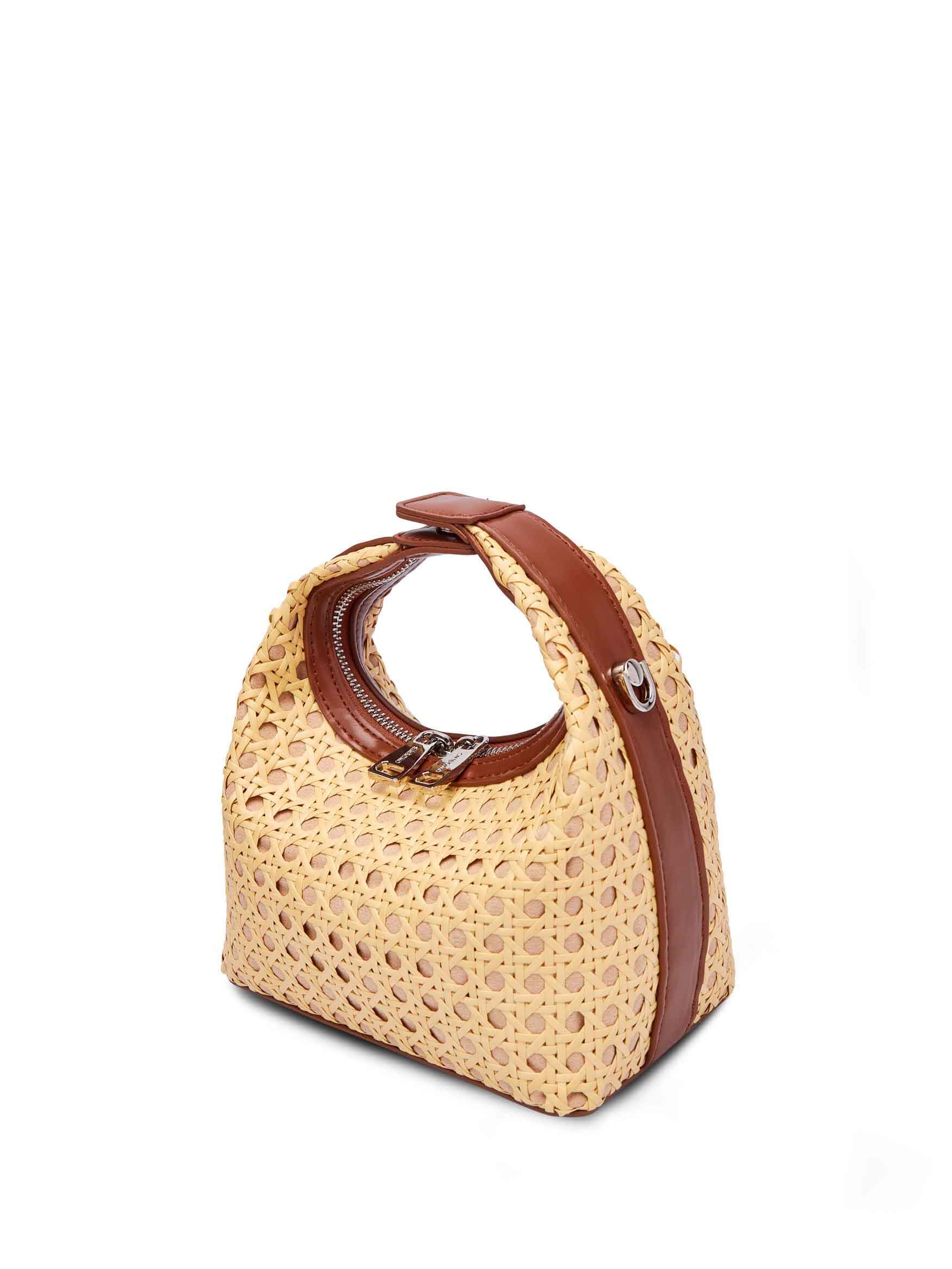 Vienna Top Handle Crossbody Bag in Ivory Yellow Vegan Leather - Side Angle