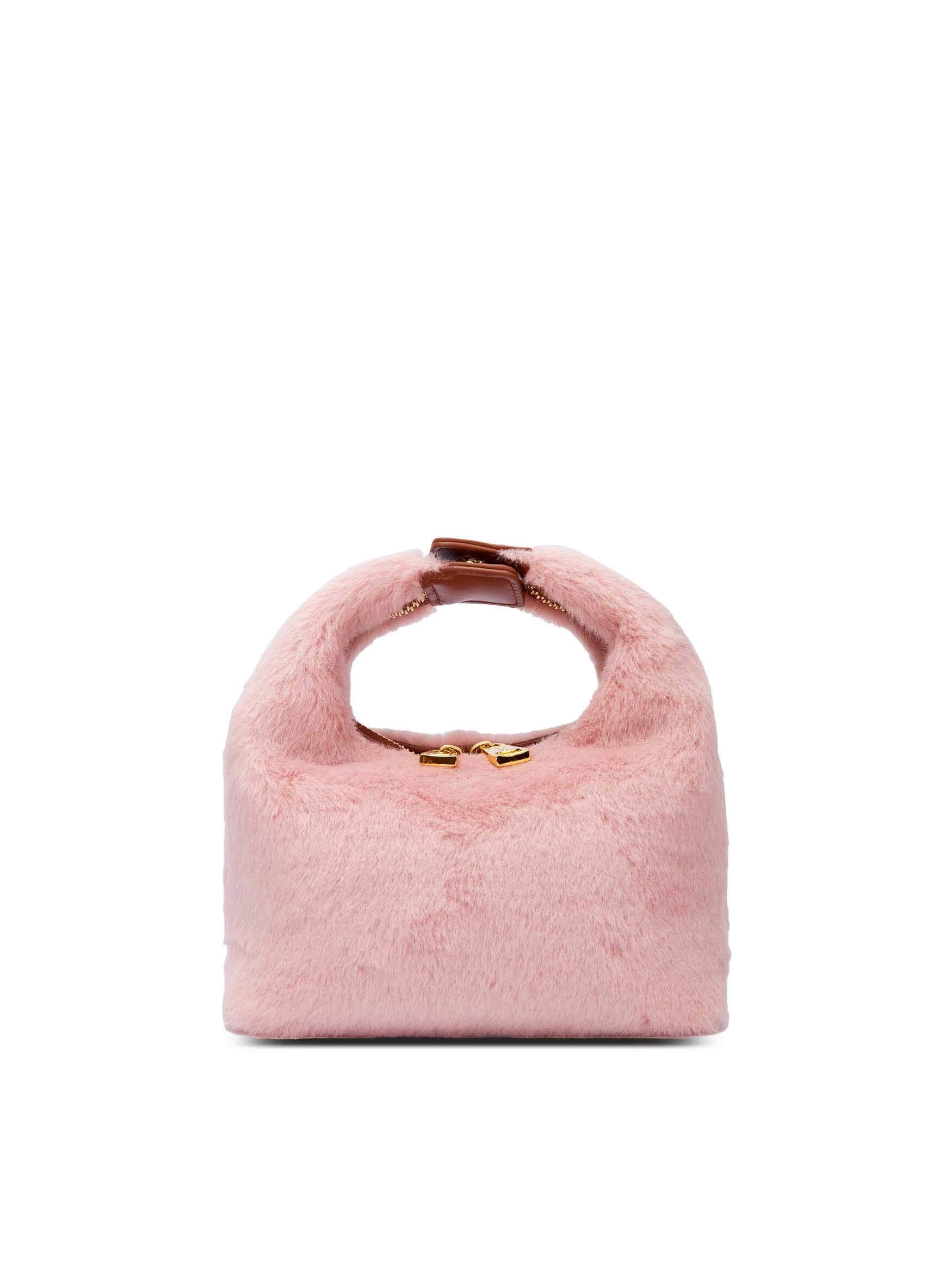 Vienna Top Handle Crossbody Bag in Light Pink Vegan Leather - Front View