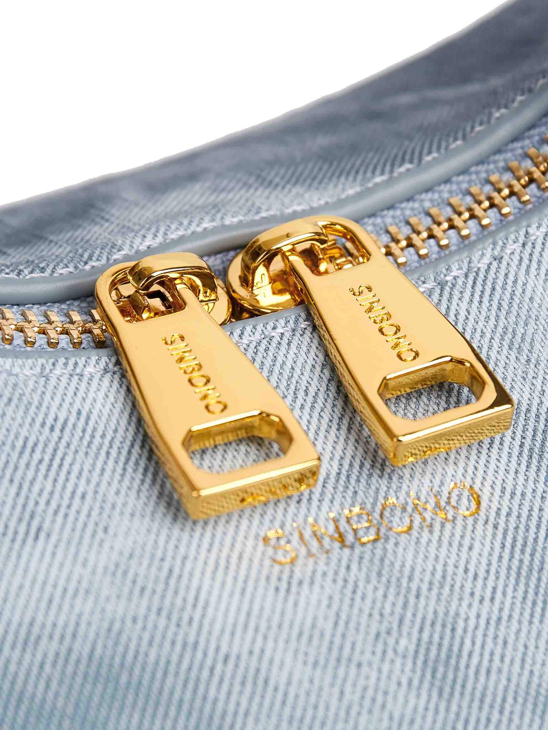 Vienna Top Handle Crossbody Bag in Mist Blue Vegan Leather -  Detail