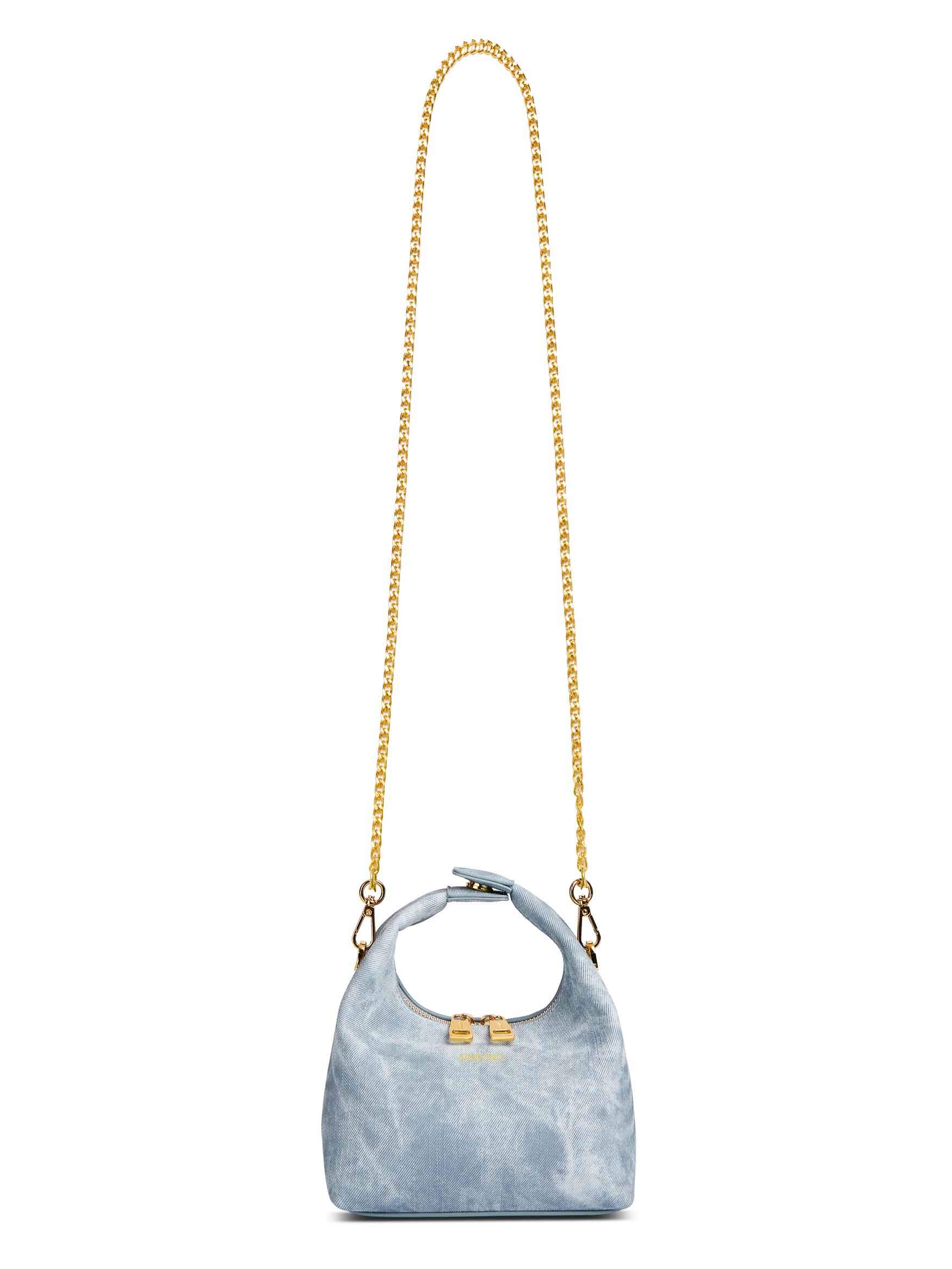 Vienna Top Handle Crossbody Bag in Mist Blue Vegan Leather - With chain