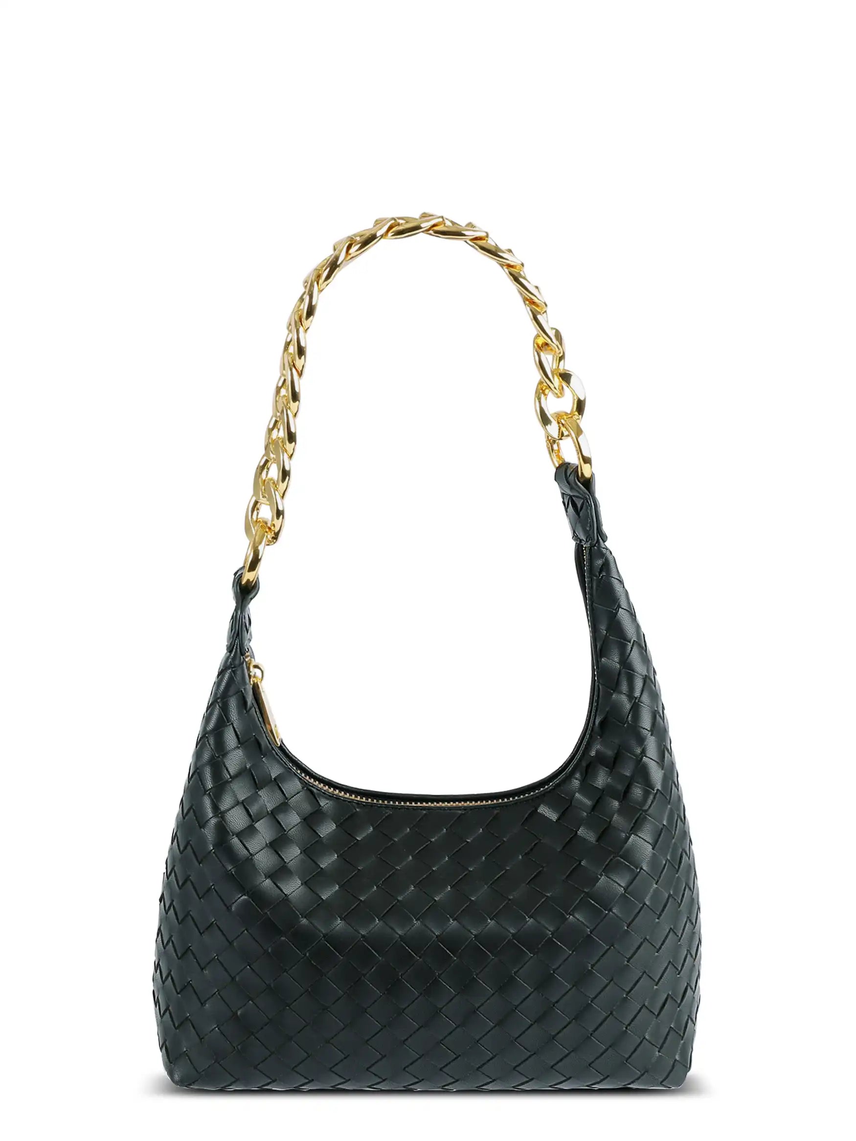 Vienna Top Handle Shoulder Bag  - Black Braided