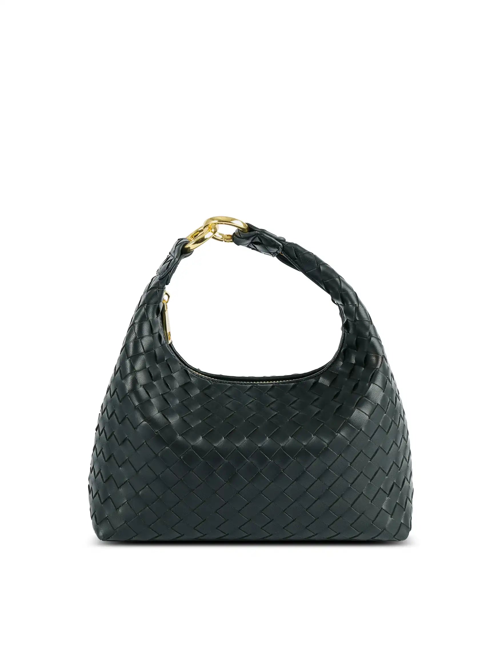 Vienna Top Handle Shoulder Bag  - Black Braided