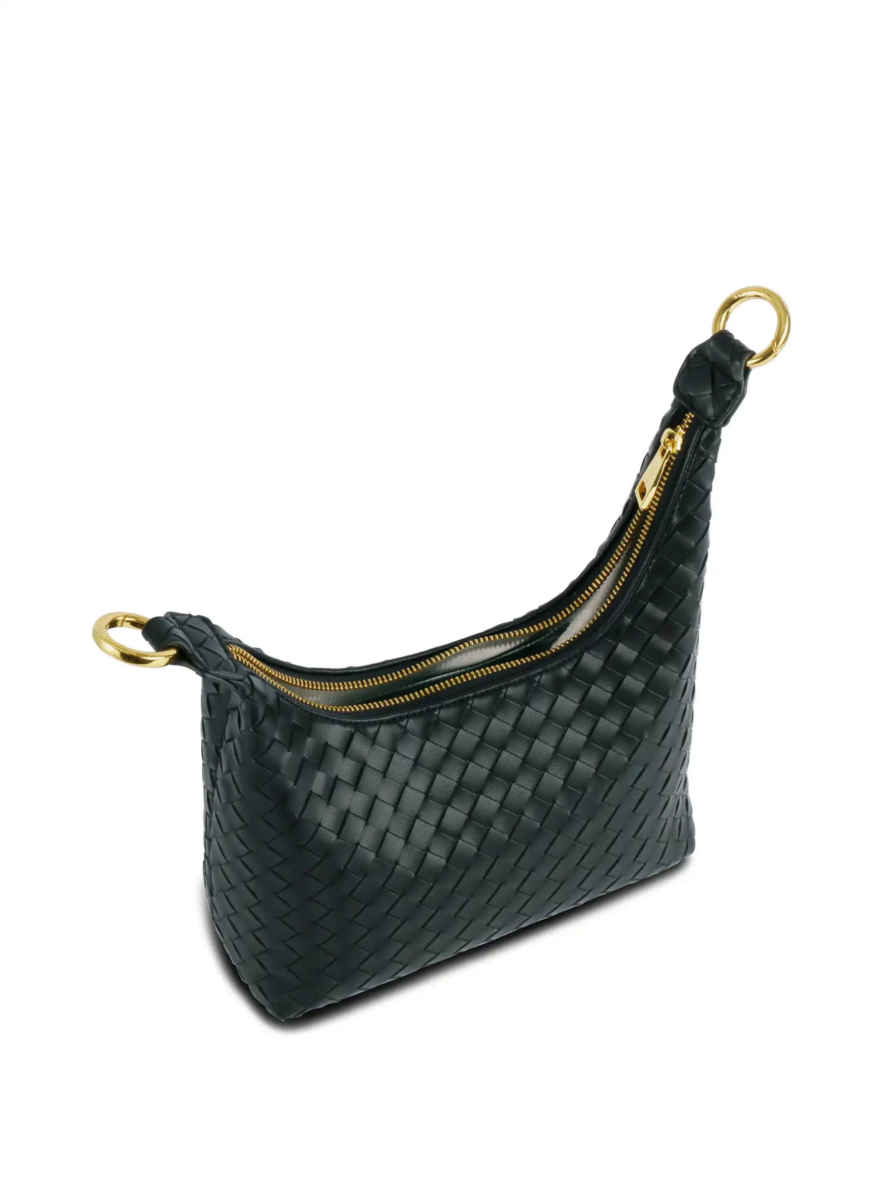 Vienna Top Handle Shoulder Bag  - Black Braided