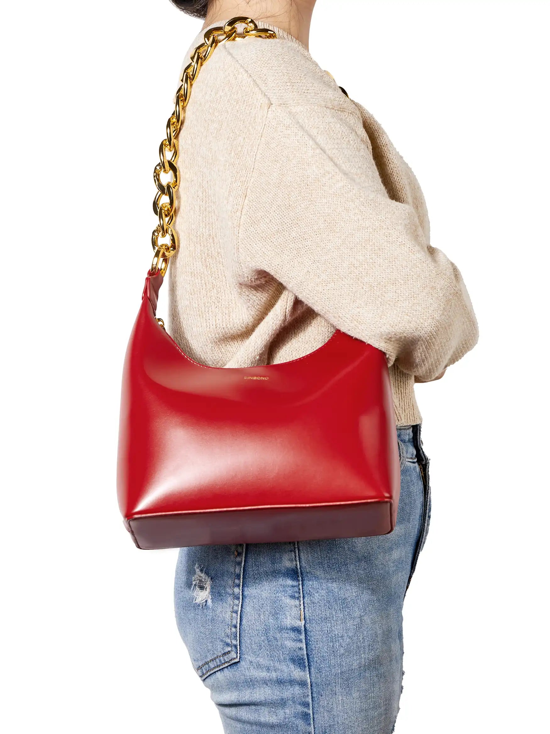 Vienna Top Handle Shoulder Bag  - Red