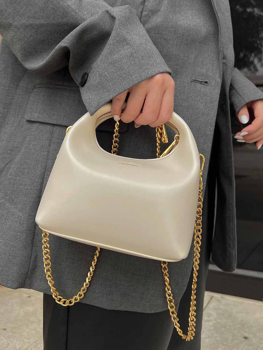Vienna in Ivory Vegan Leather  - Street Style Photo
