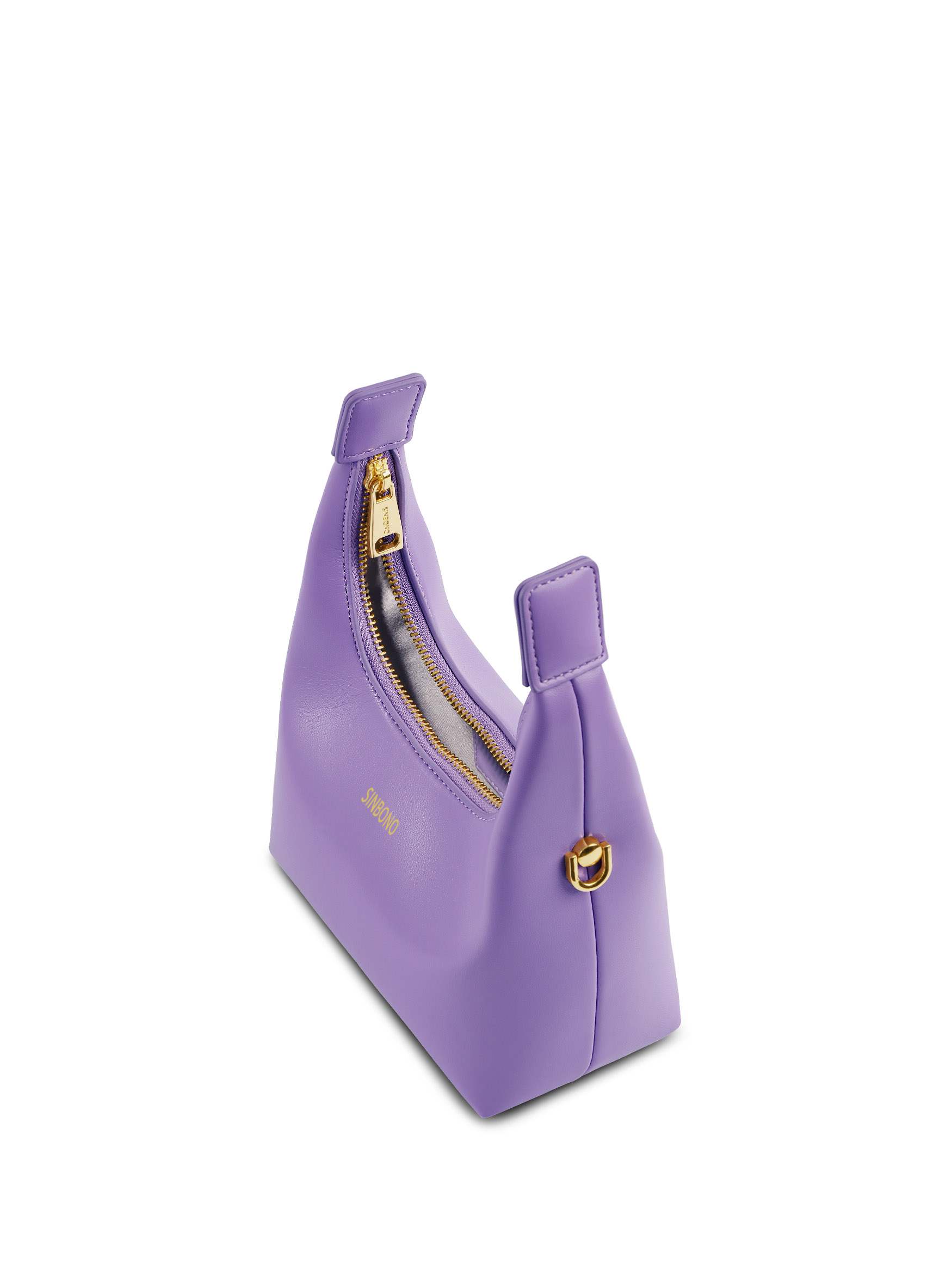 Vienna in Purple Vegan Leather  - Top Handle Close-Up