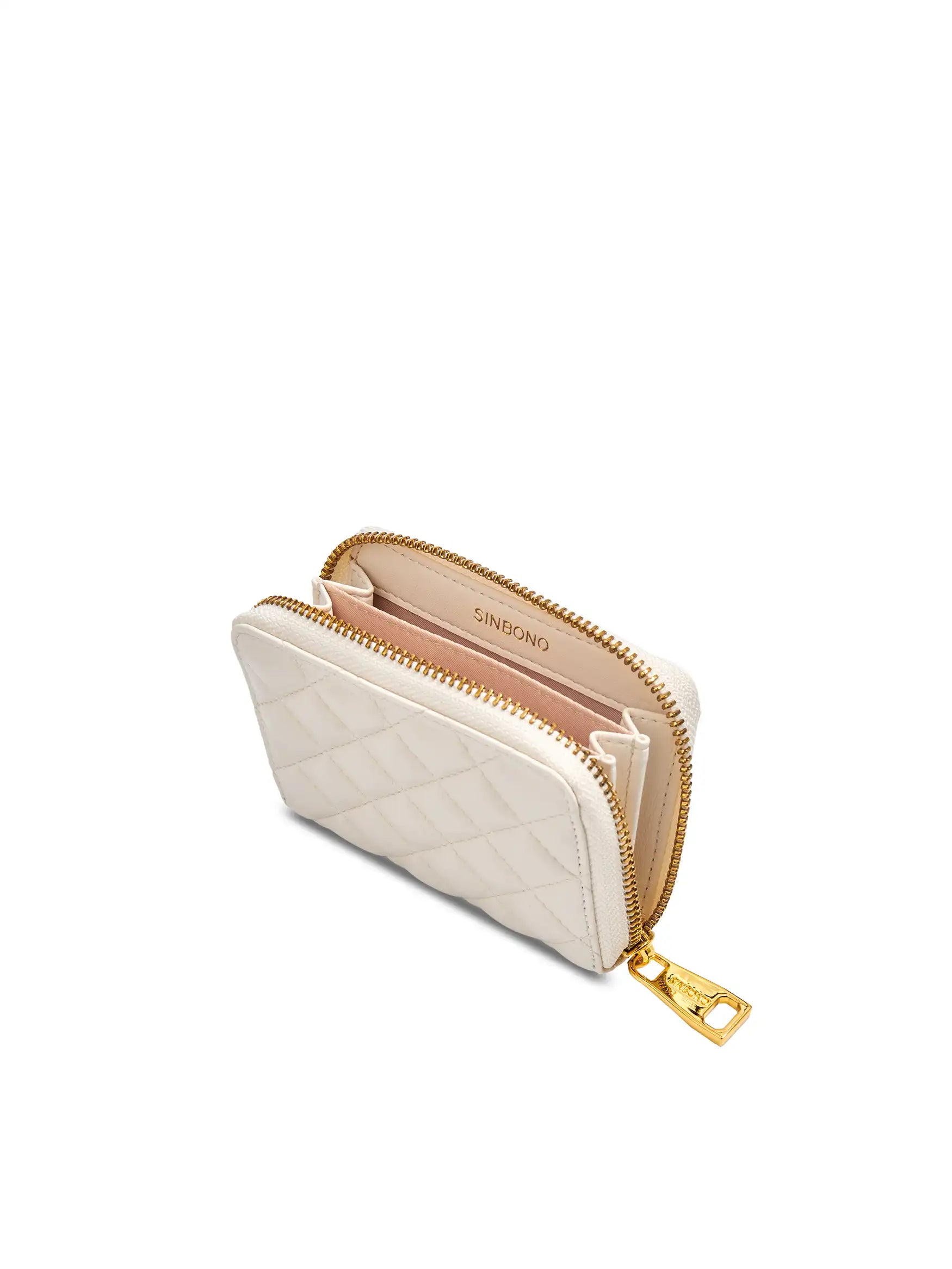 Zip Card Holder in Ivory Vegan Leather - Inside View