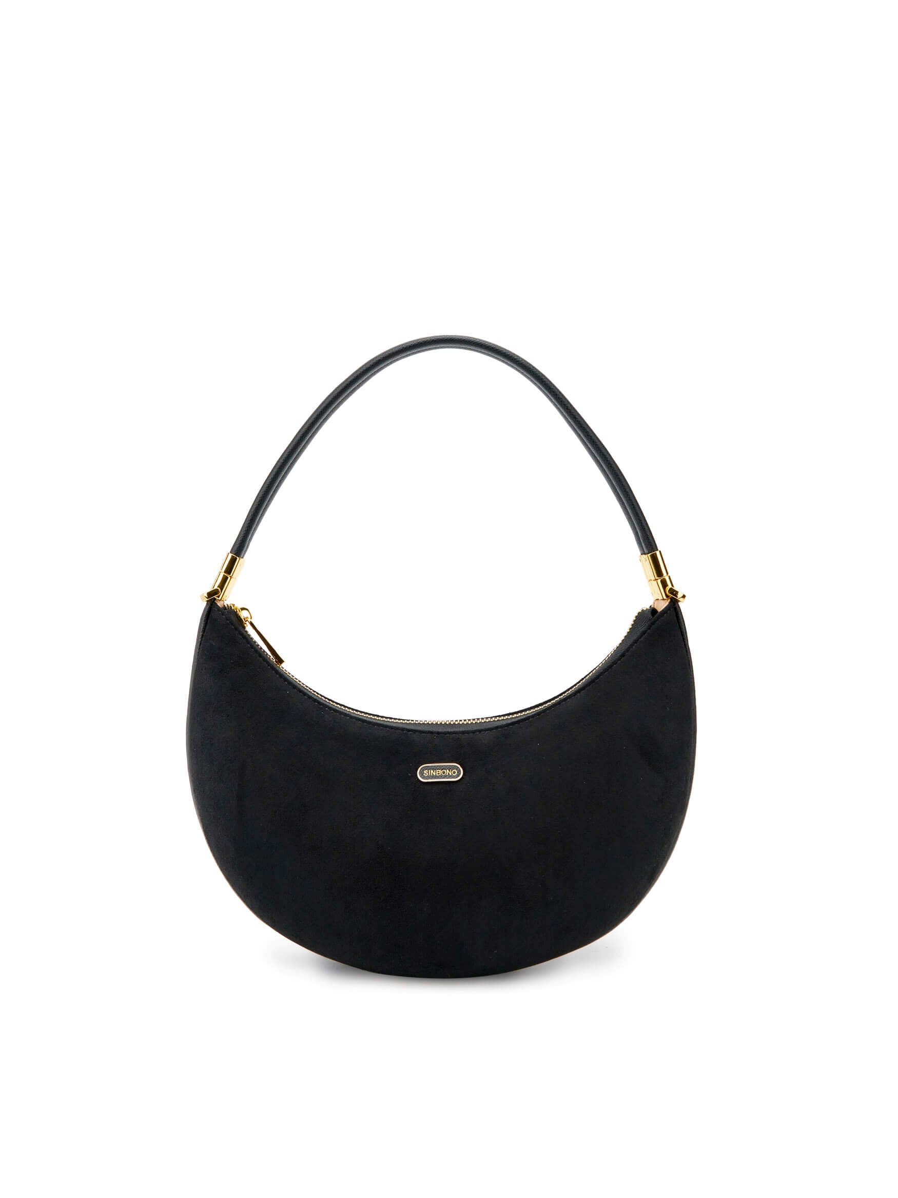Zoey Shoulder Crossbody Bag in Dark Blue&Brown Vegan Leather - Front View