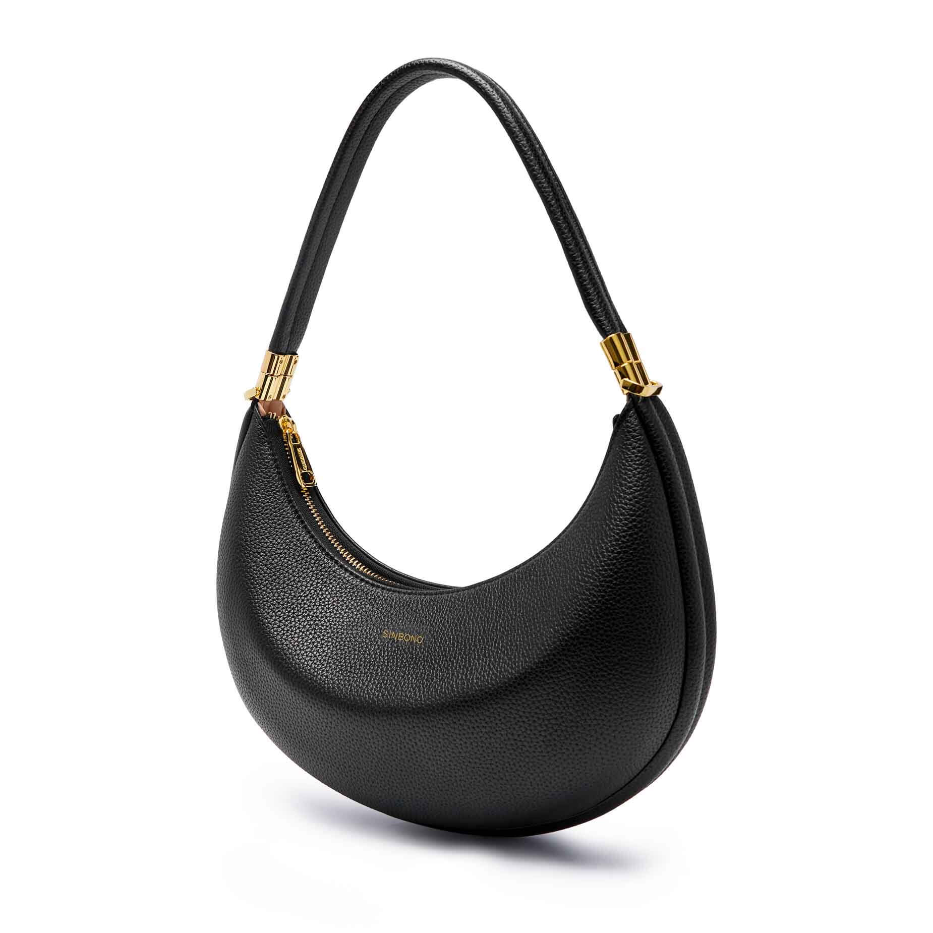 Zoey Shoulder Crossbody Bag in Black Vegan Leather - Side Angle