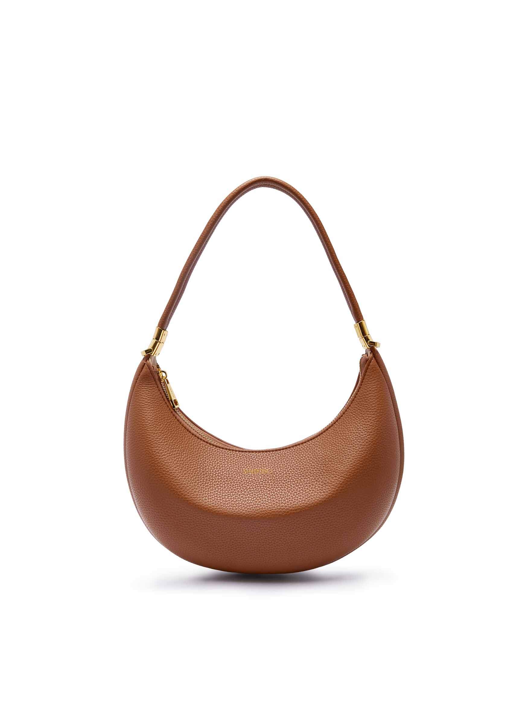 Zoey Shoulder Crossbody Bag in Brown Vegan Leather - Front View