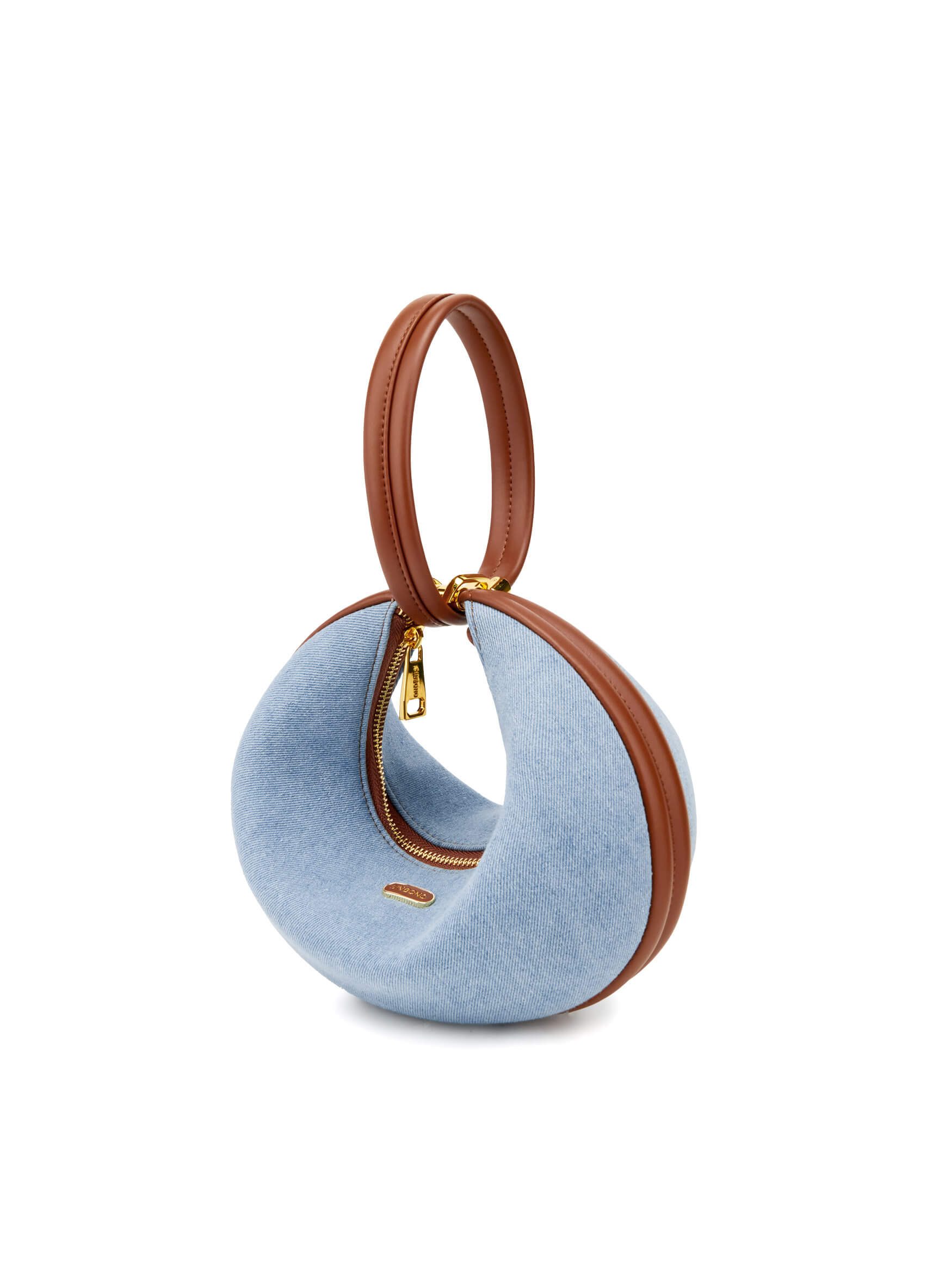Zoey Shoulder Crossbody Bag - Light blue&Brown