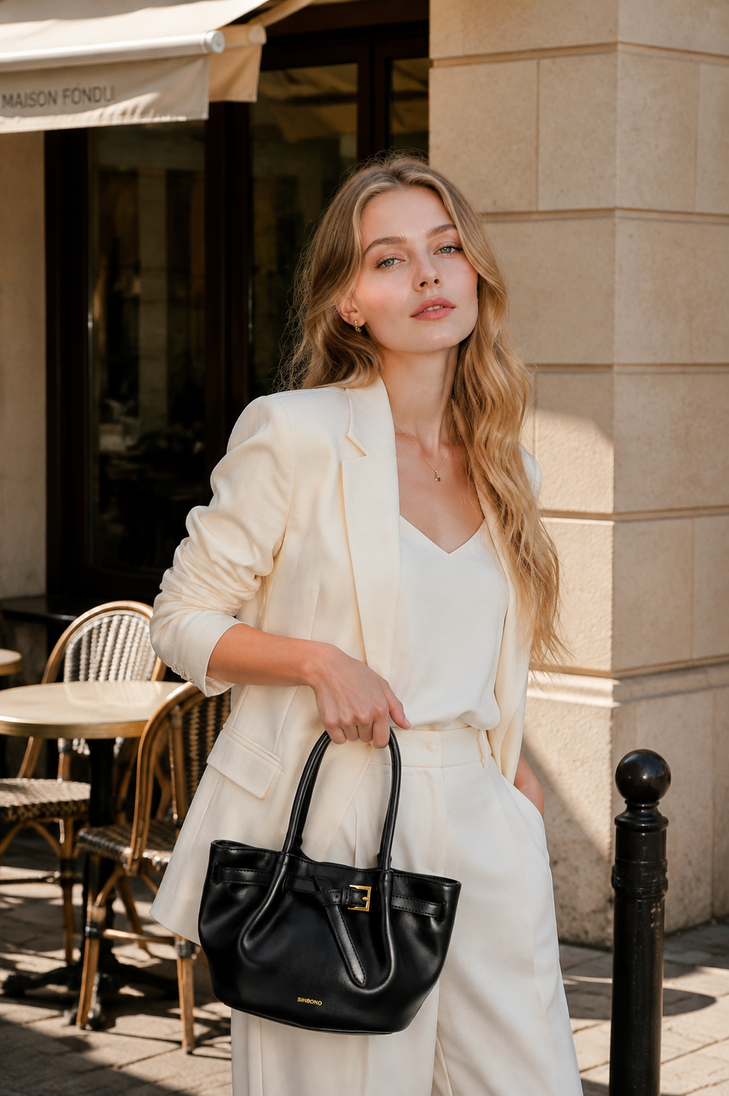 Elise Top Handle  Crossbody Bag-  Black
